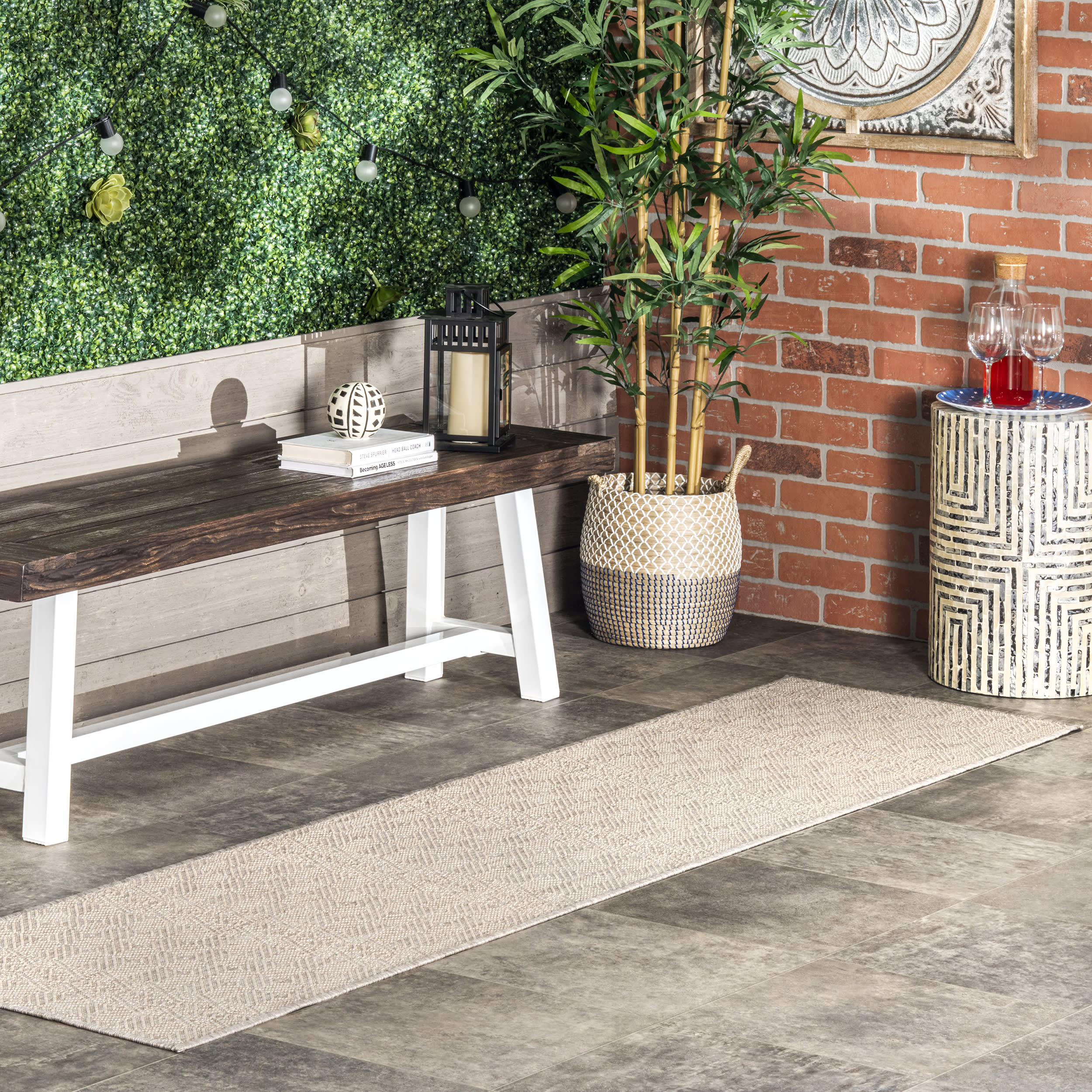 Birdseye Striped Indoor/Outdoor Rug | Grey - Image 2