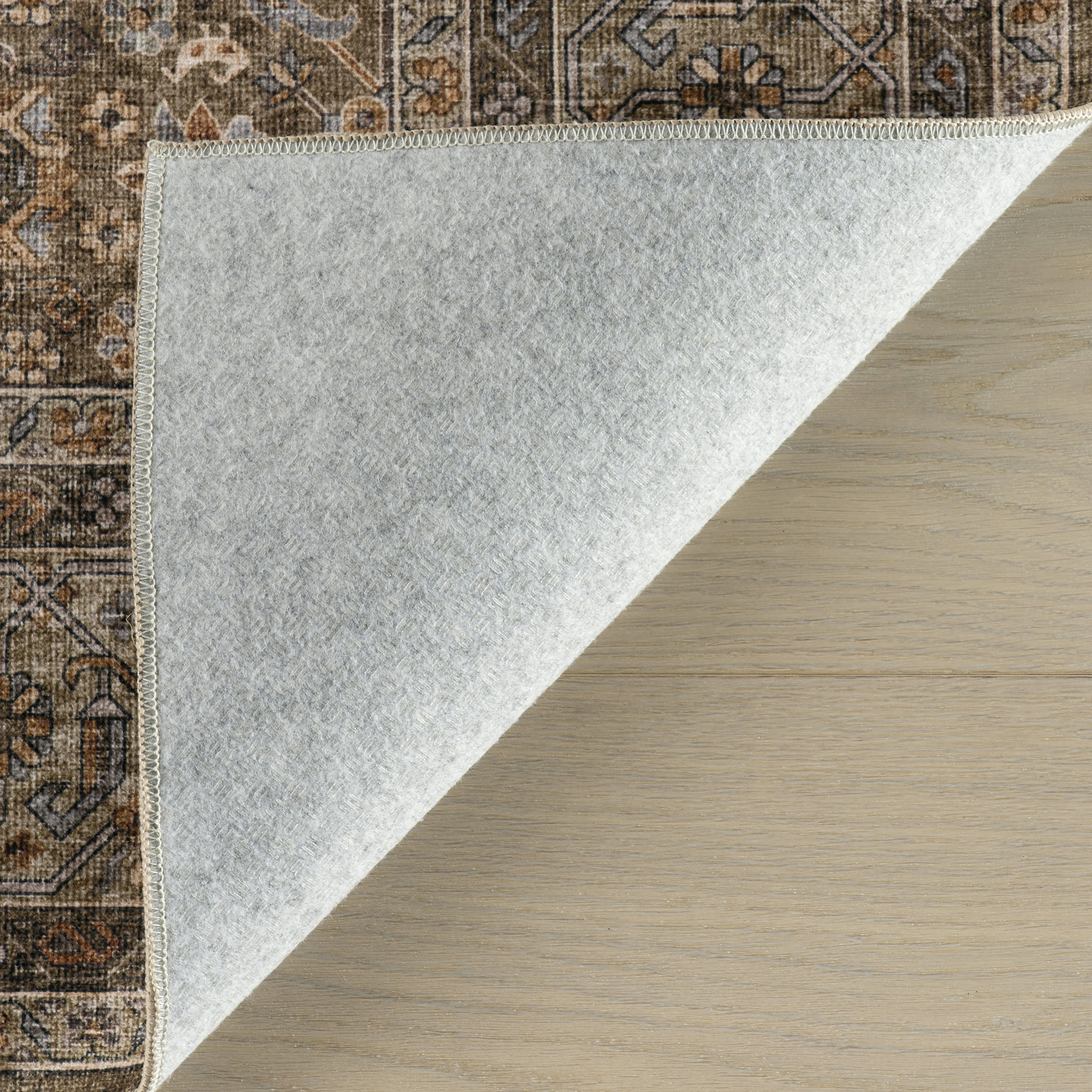 Bise Traditional Floral Washable Rug | Brown - Image 6