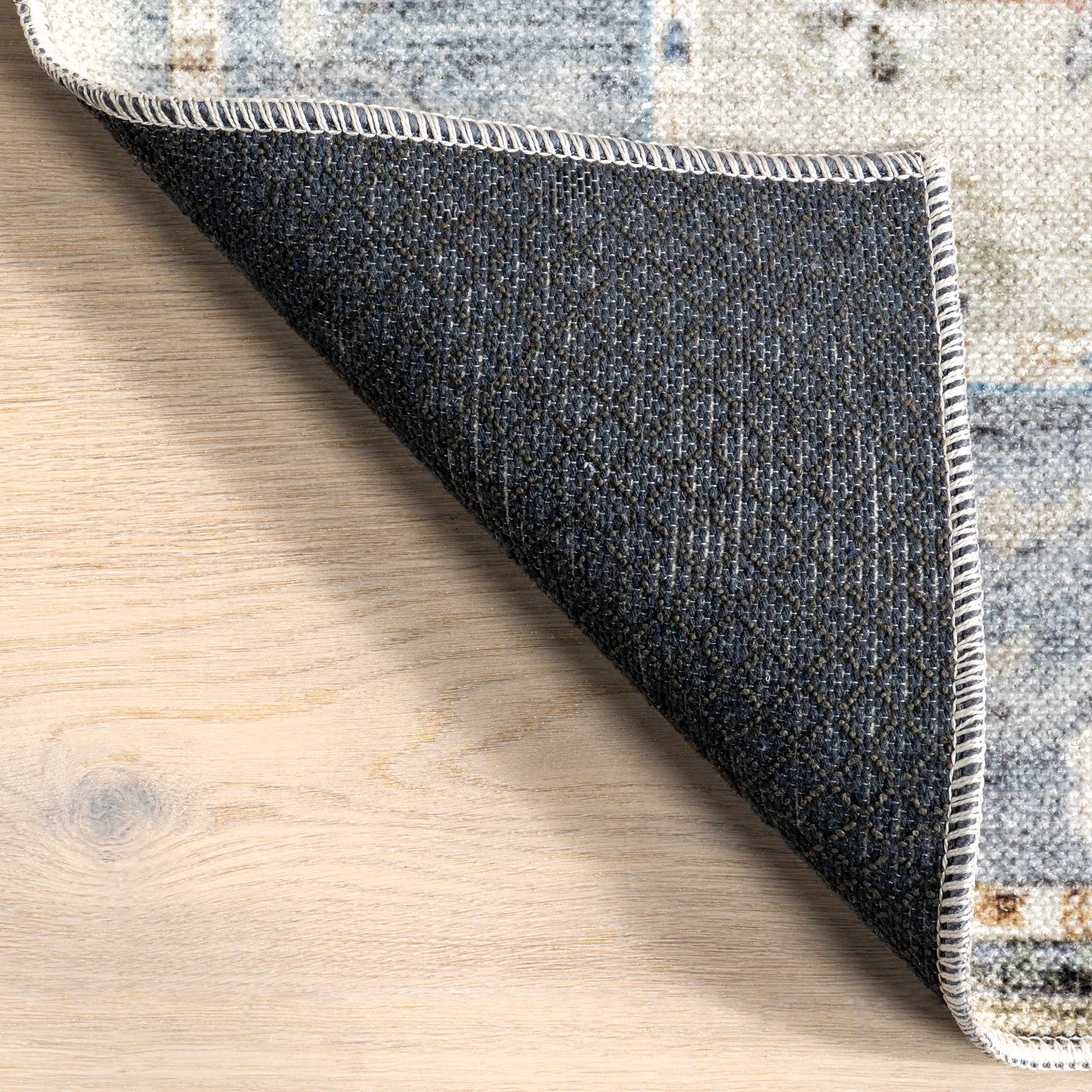 Blaire Vintage Floral Washable Rug | Light Blue - Image 6