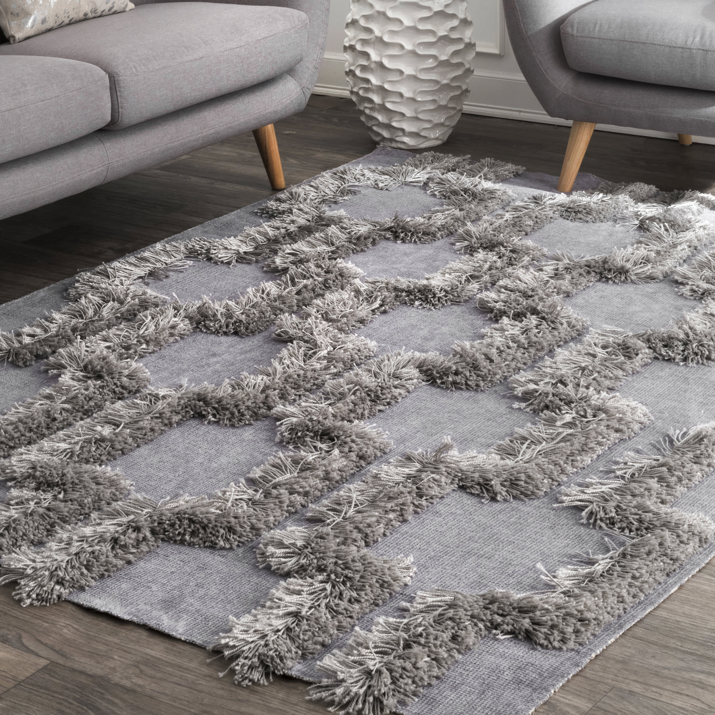 Bloc Shag Rug | Silver - Image 2