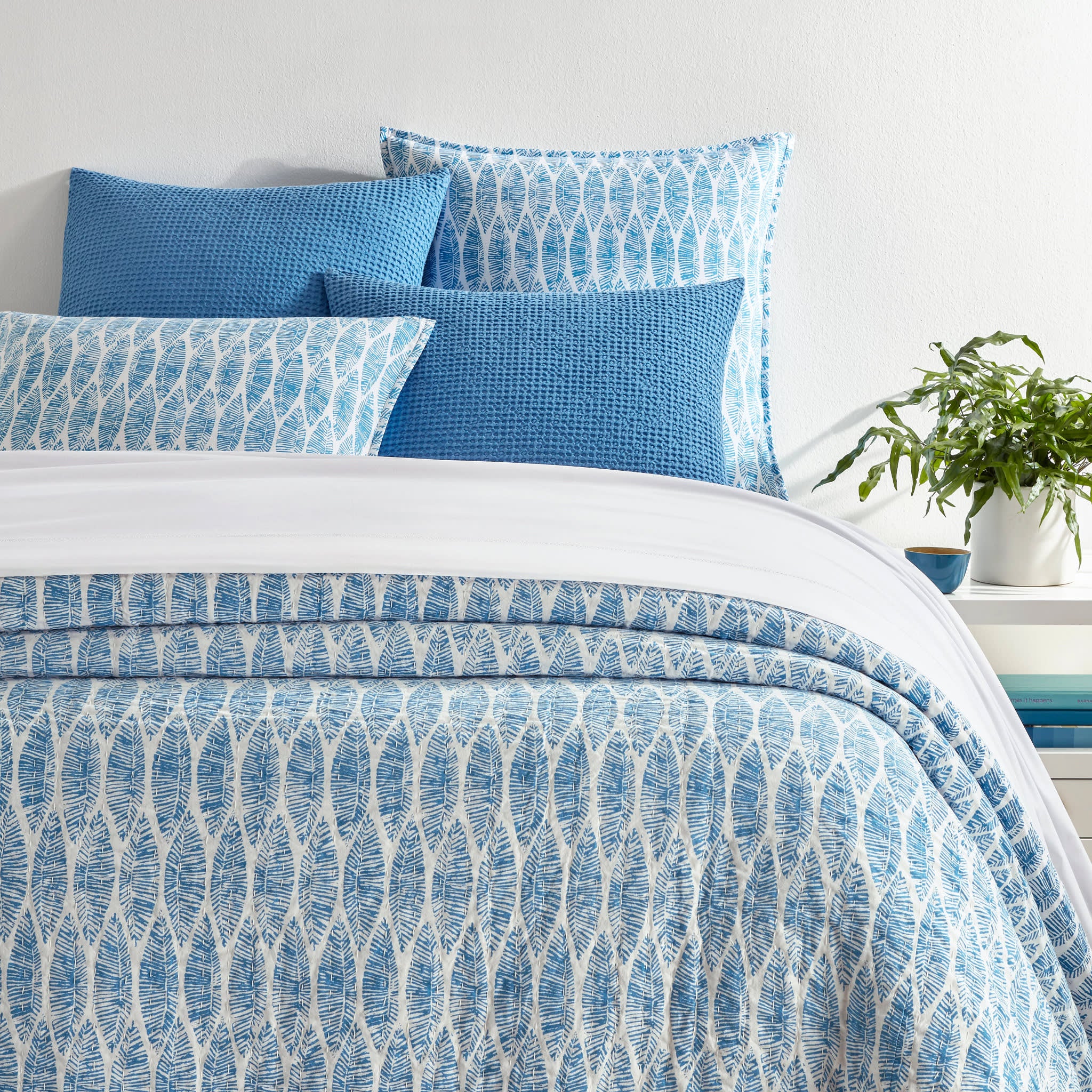 Block Print Patchwork Coverlet | Blue - Image 3
