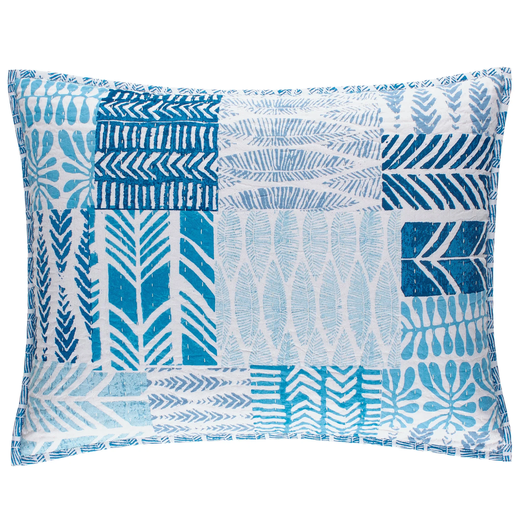 Block Print Patchwork Sham | Blue - Image 4
