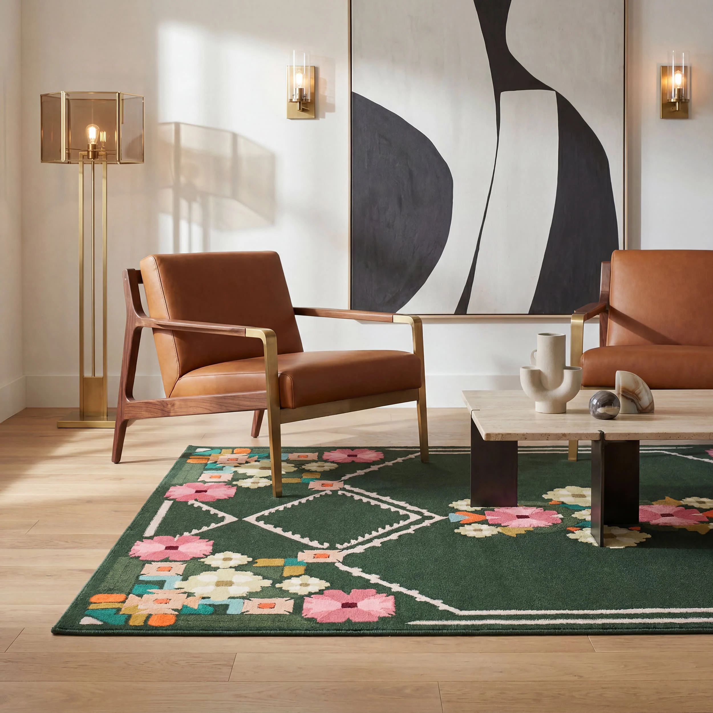 Blooming Trellis Floral Washable Rug by Society6 | Green - Image 9