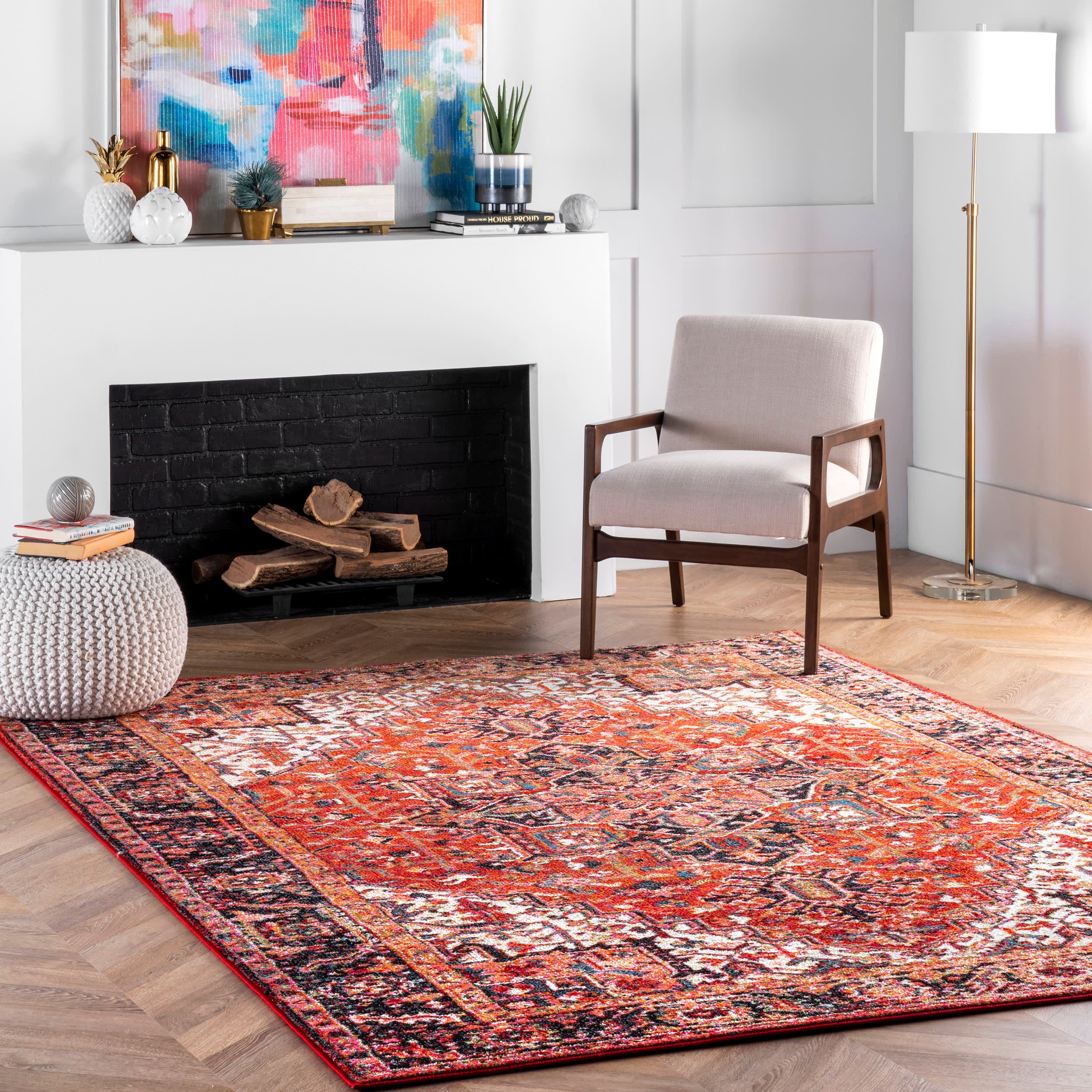 Blossom Emblem Indoor/Outdoor Rug | Dark Orange - Image 2