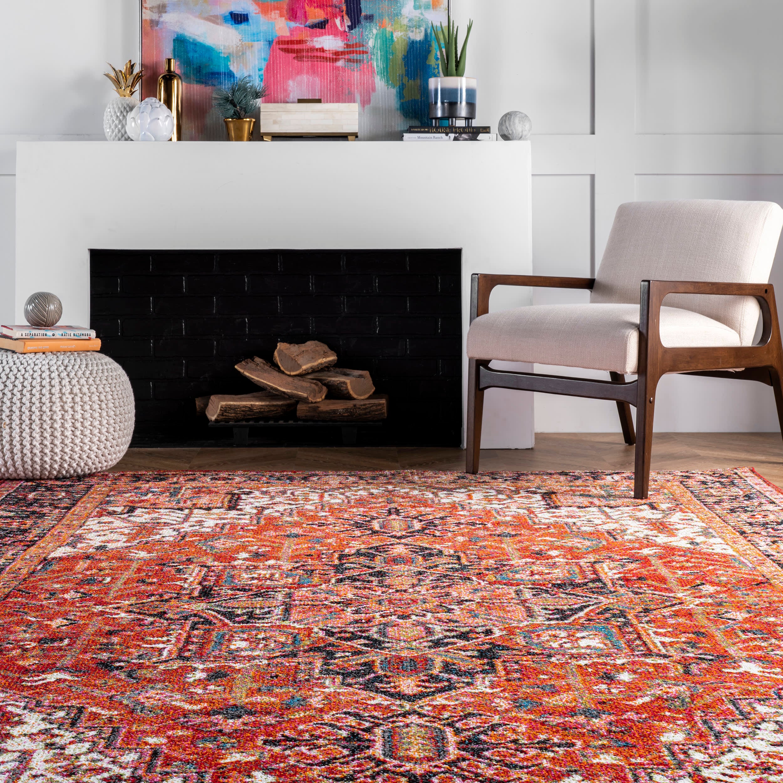 Blossom Emblem Indoor/Outdoor Rug | Dark Orange - Image 4