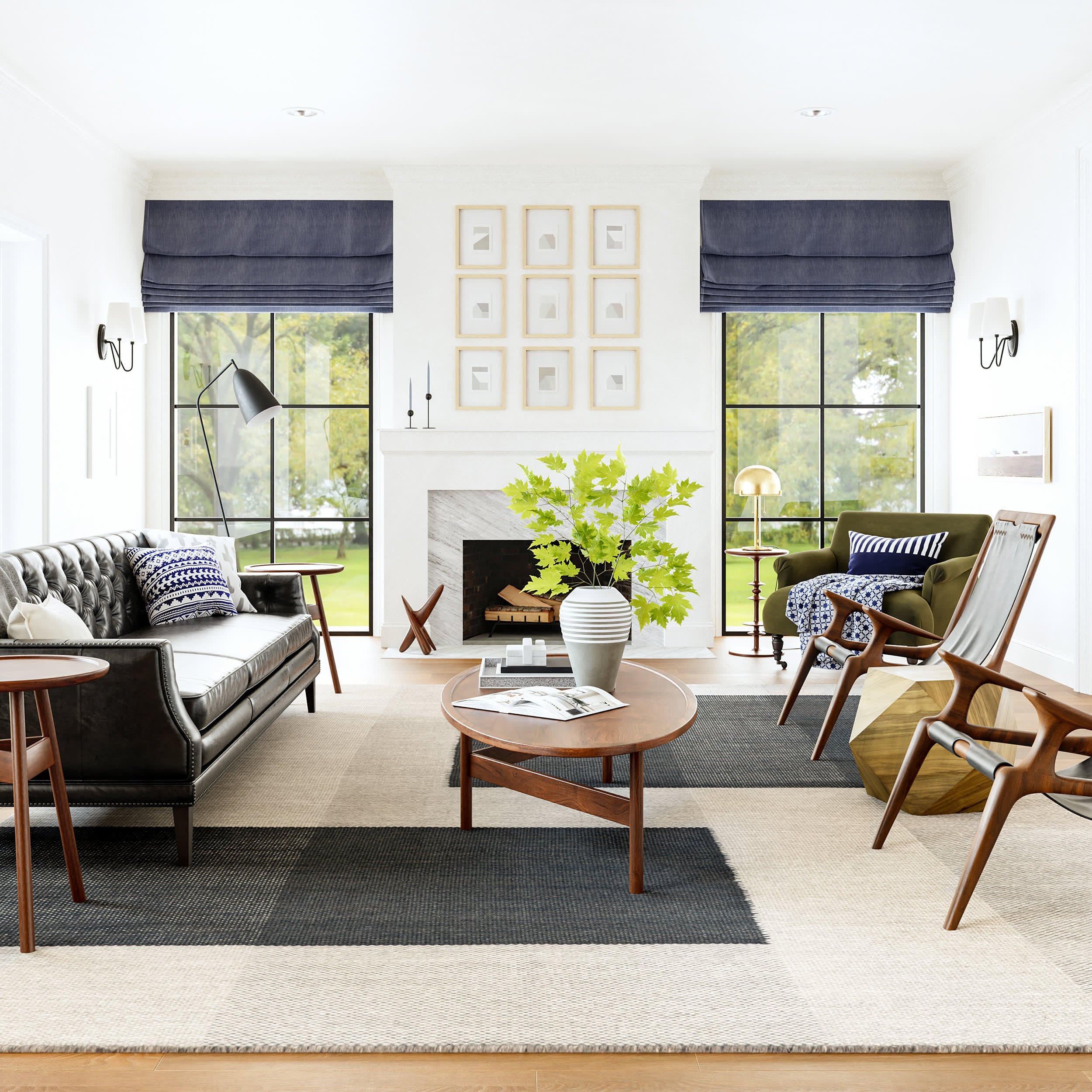 Blue Jay Colorblocked Wool Rug | Grey - Image 2