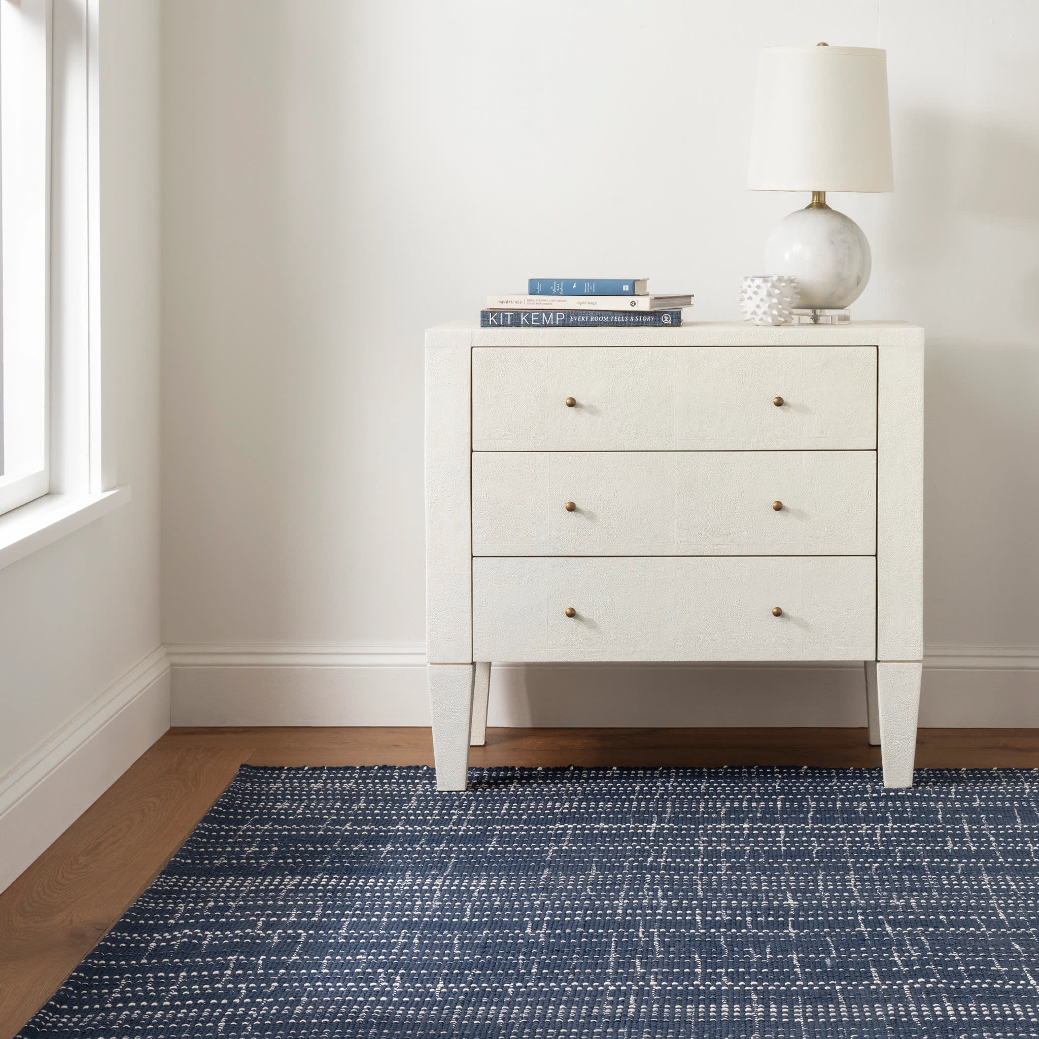 Bluffton Handwoven Cotton Rug | Navy - Image 2