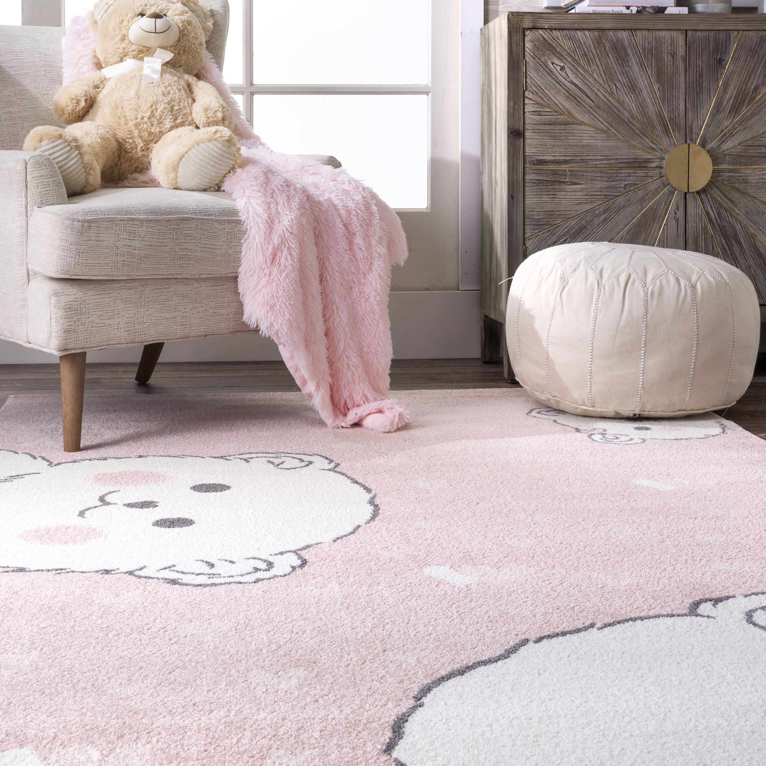 Blushing Bears Nursery Rug | Pink - Image 4