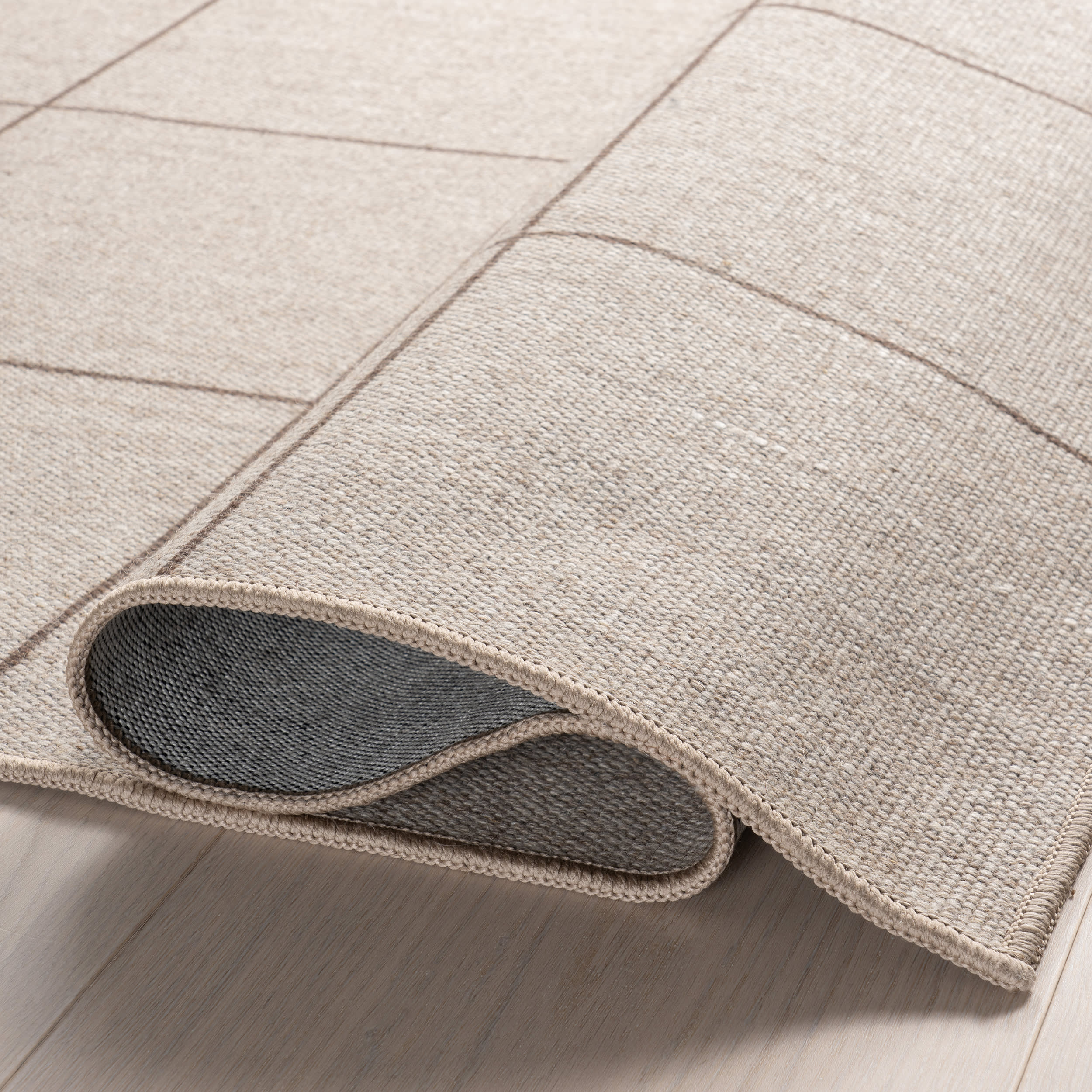 Blythe Checkered Washable Rug | Beige - Image 9