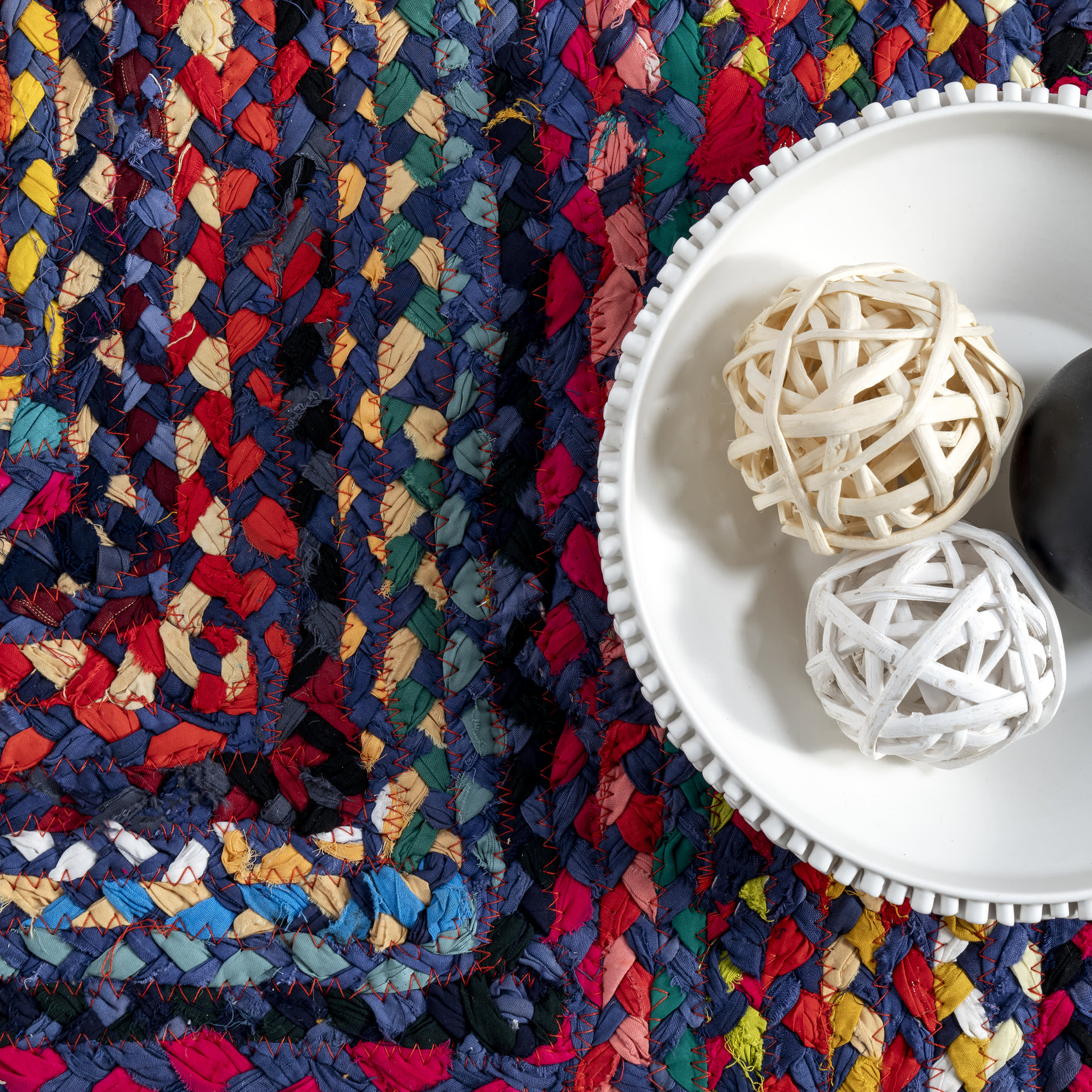 Bohemian Chindi Braided Rug | Blue Multicolor - Image 2