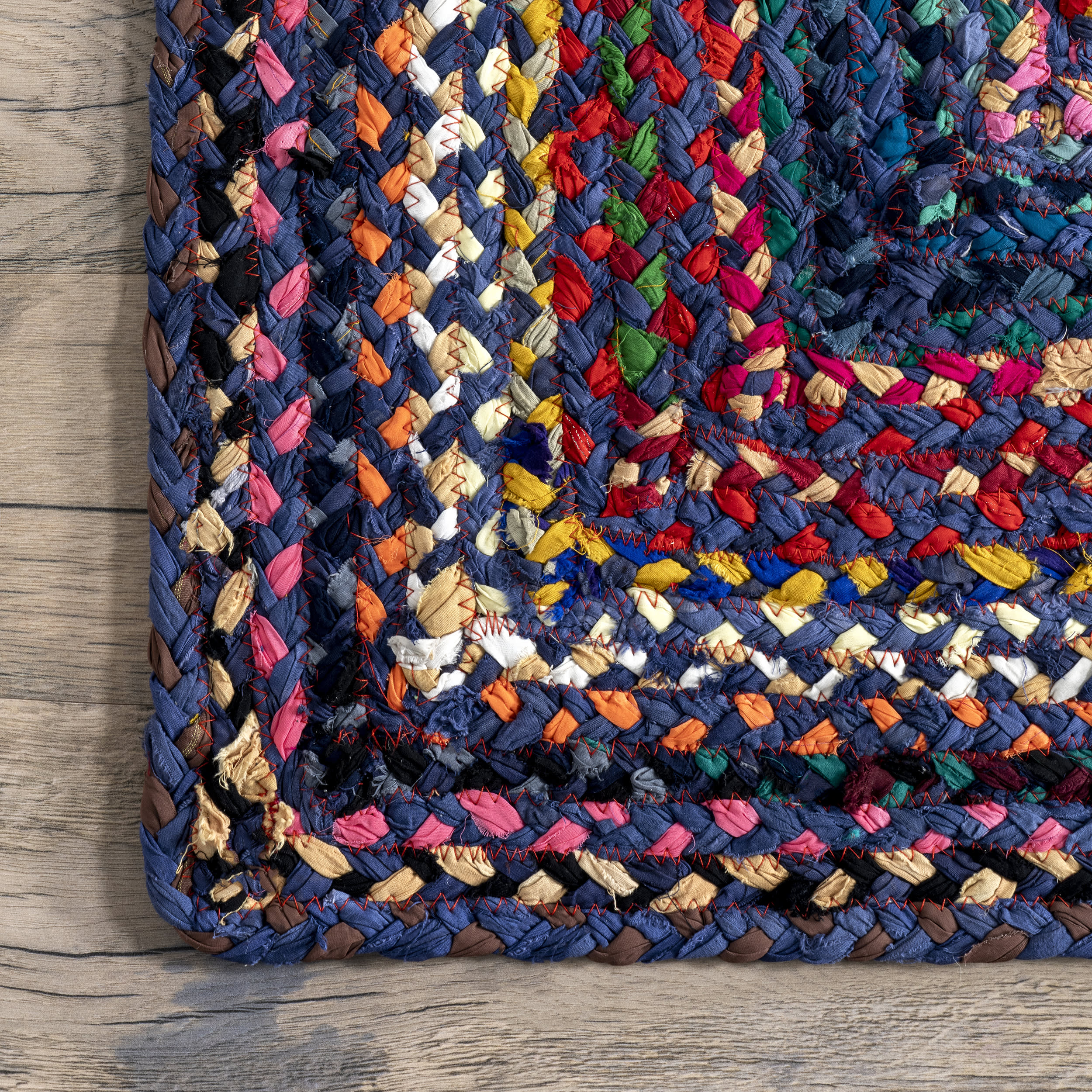 Bohemian Chindi Braided Rug | Blue Multicolor - Image 3