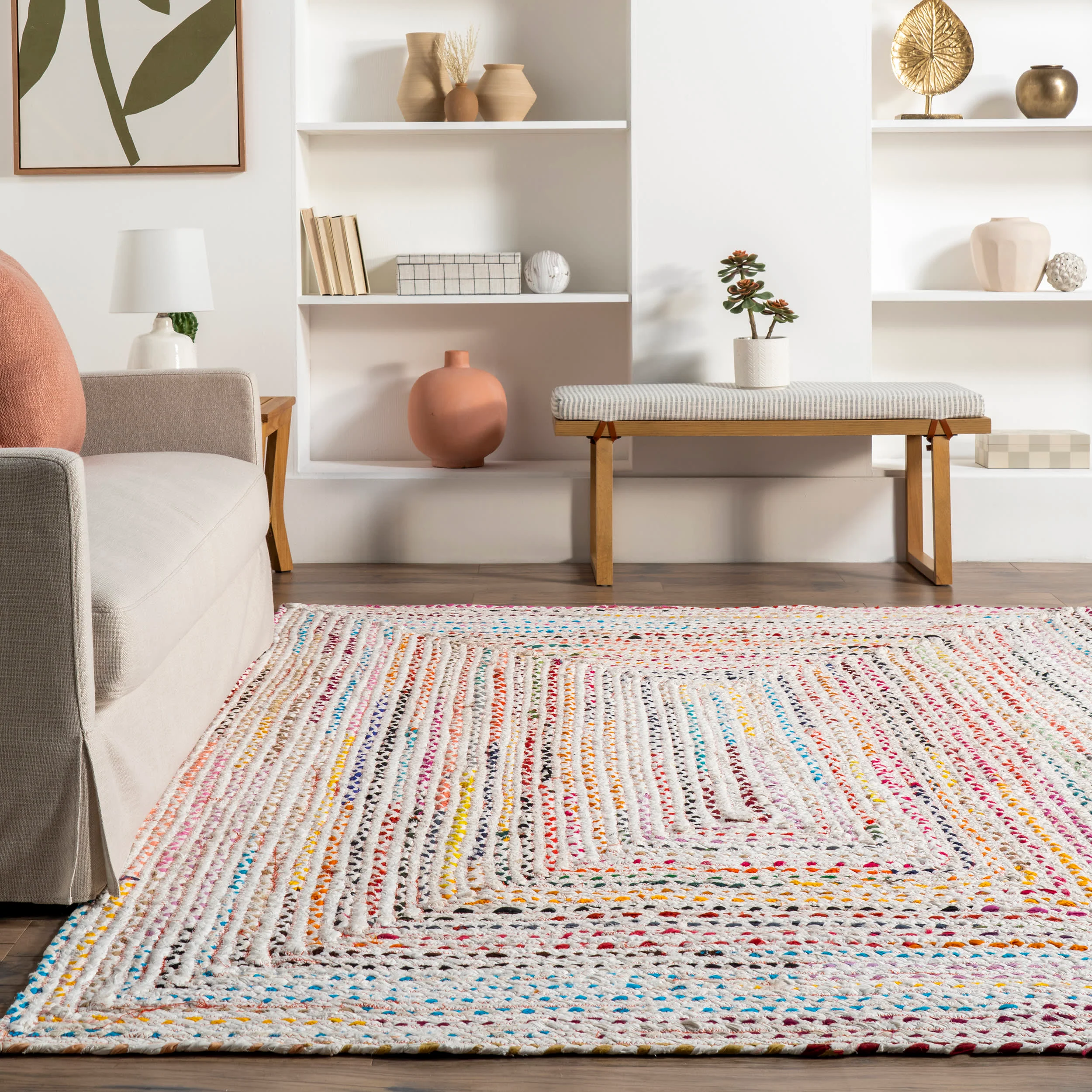 Bohemian Chindi Braided Rug | Ivory - Image 4
