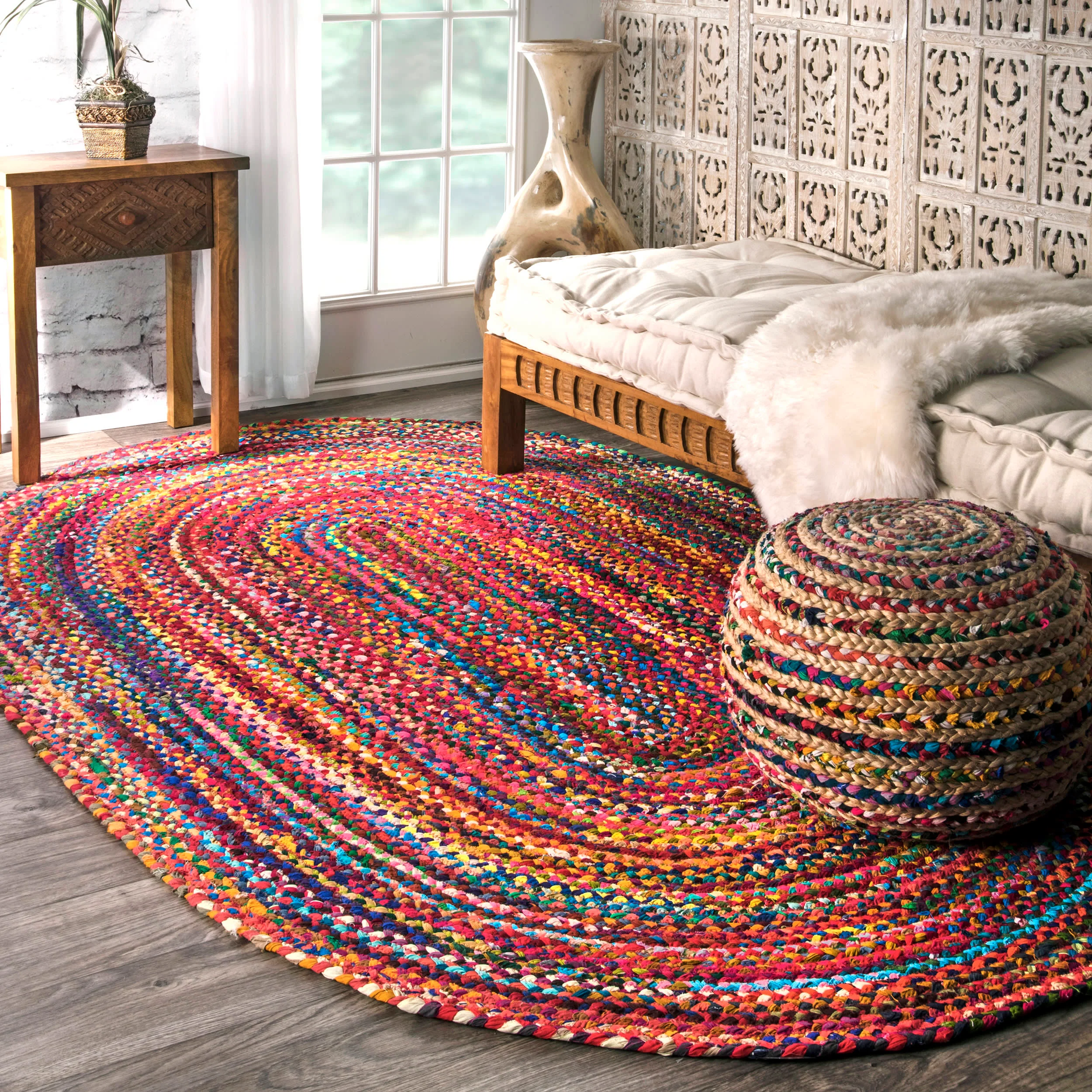 Bohemian Chindi Braided Rug | Multicolor - Image 2