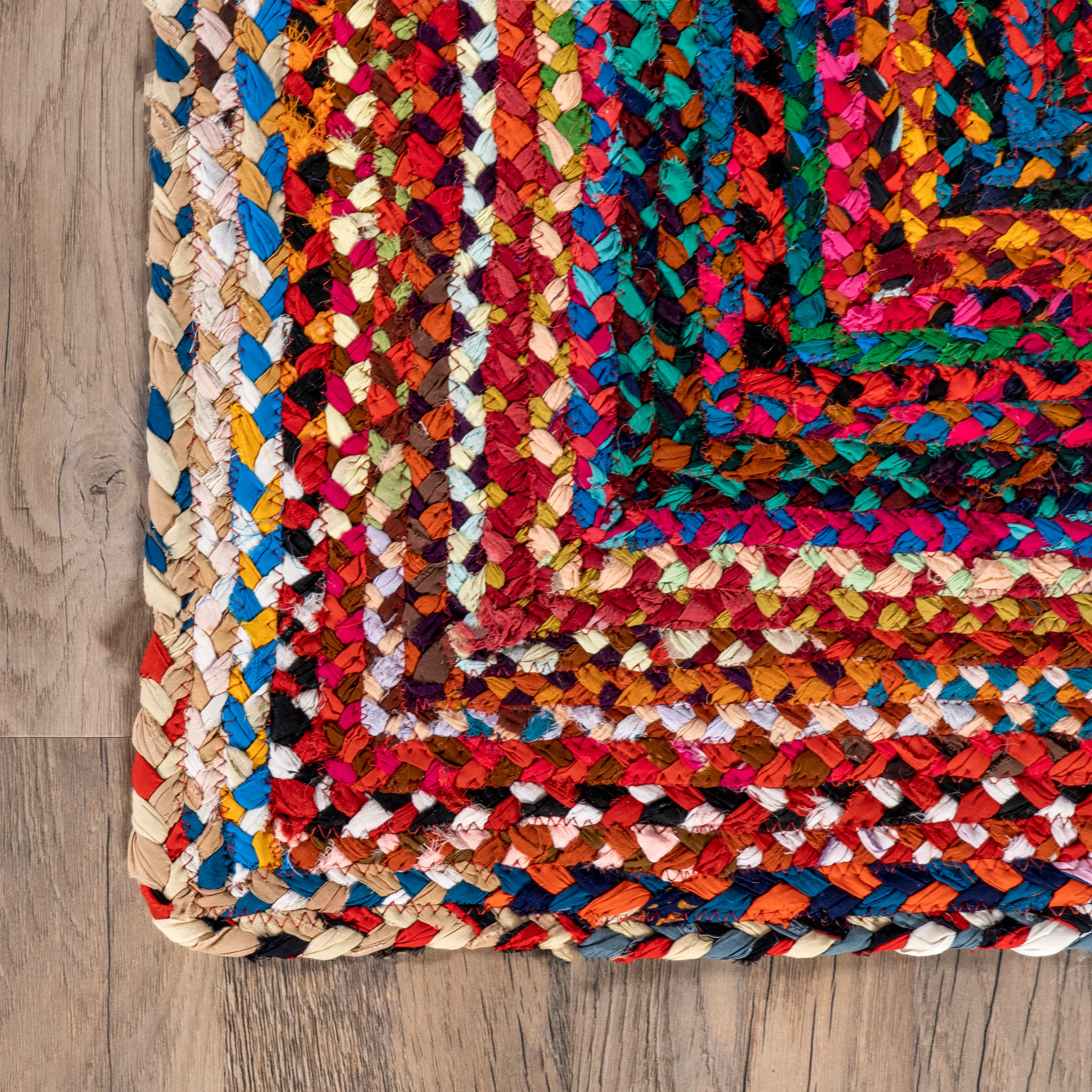 Bohemian Chindi Braided Rug | Multicolor - Image 3