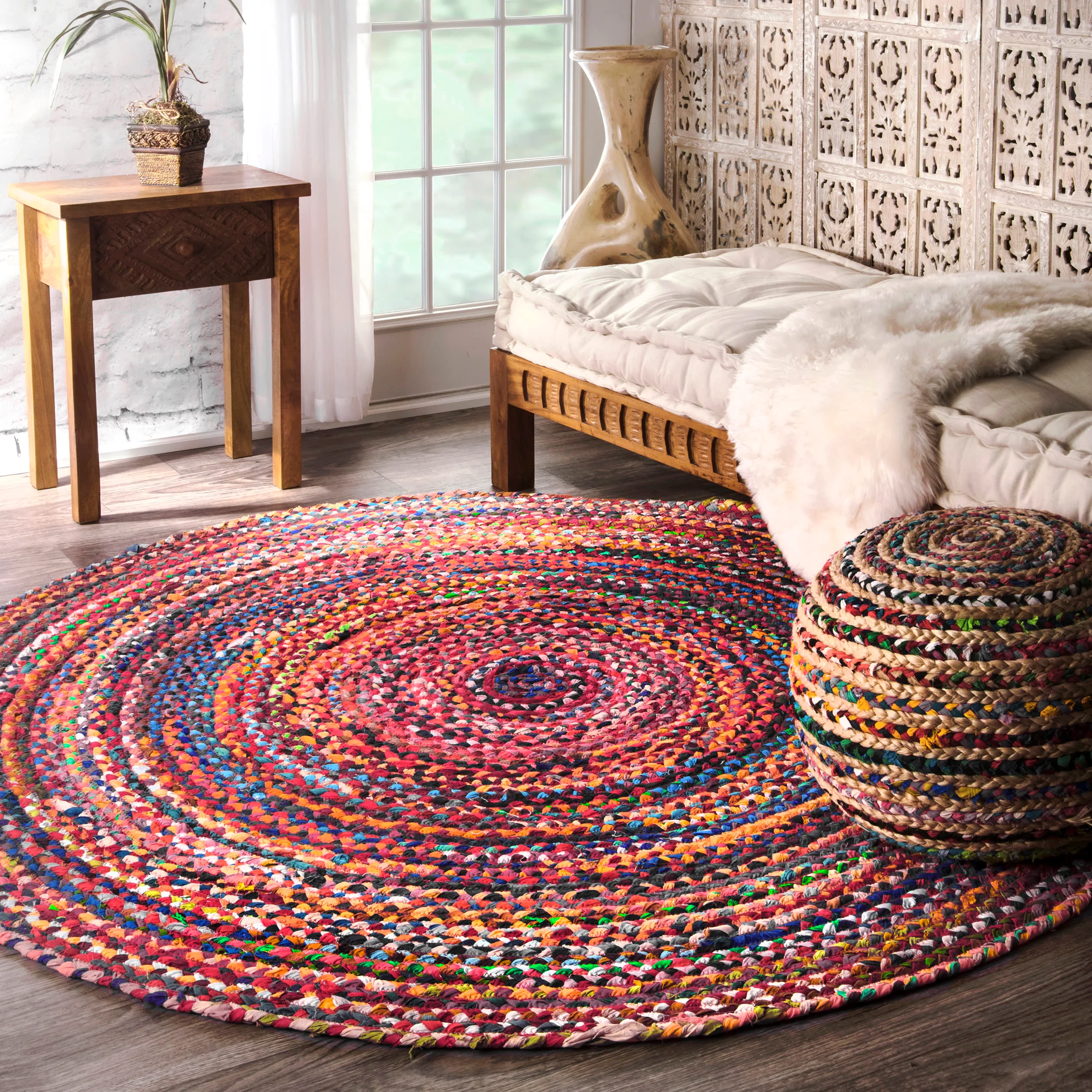 Bohemian Chindi Braided Rug | Multicolor - Image 2