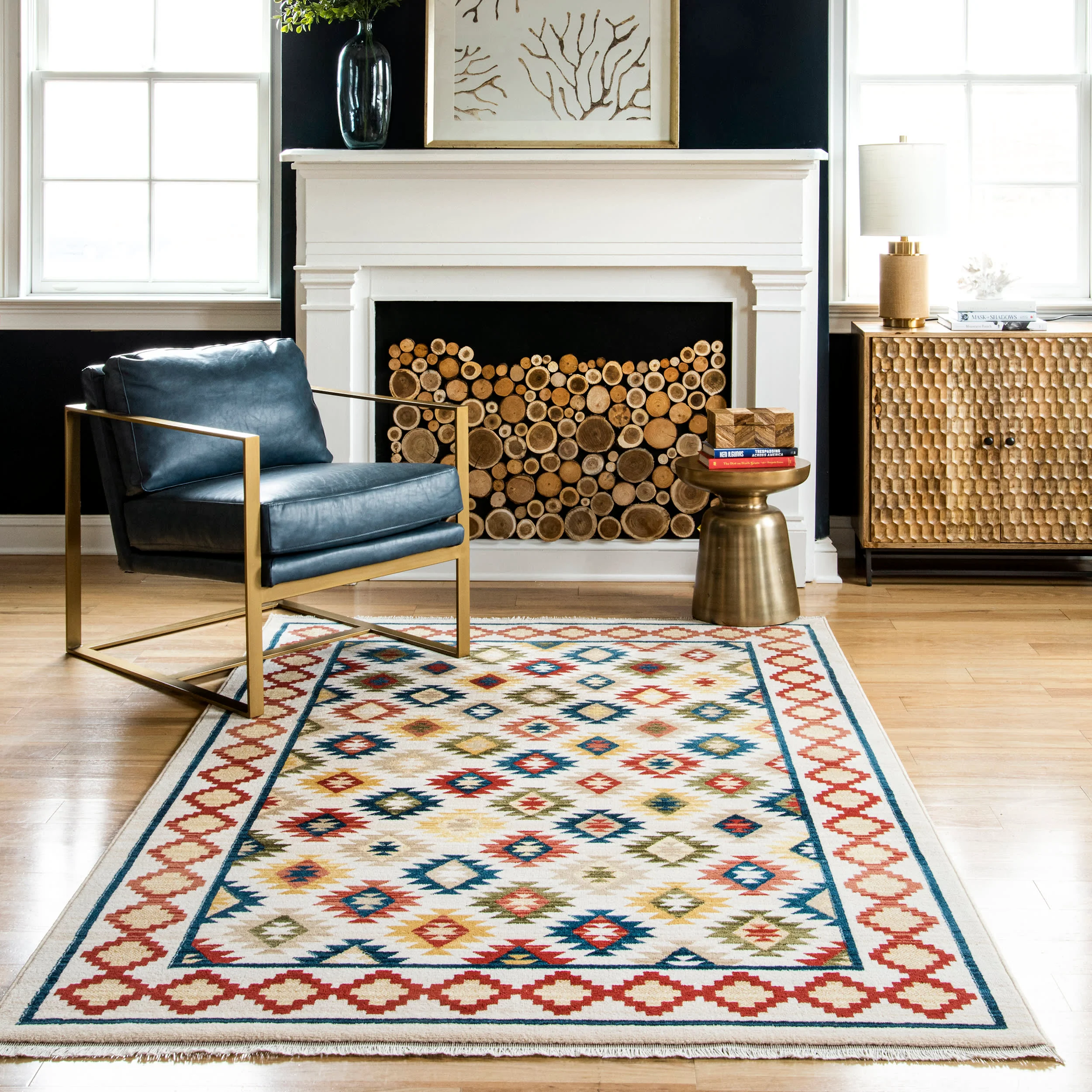 Boho Aztec Trellis Rug | Multicolor - Image 2