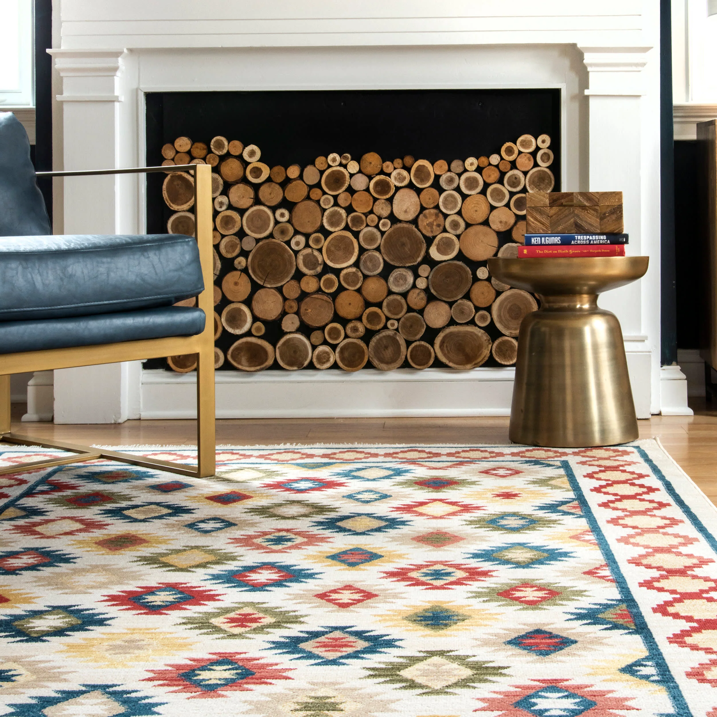 Boho Aztec Trellis Rug | Multicolor - Image 4