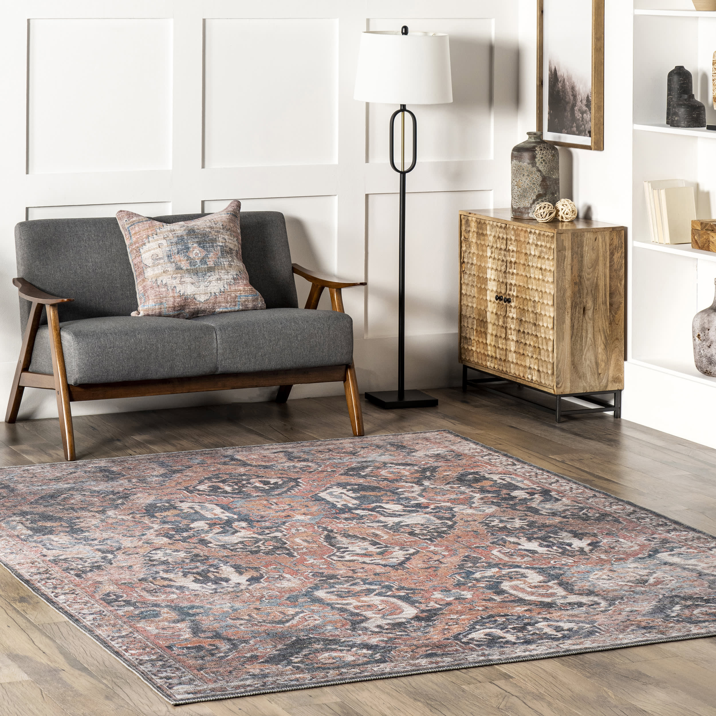 Bonnie Washable Medallion Rug | Rust - Image 2
