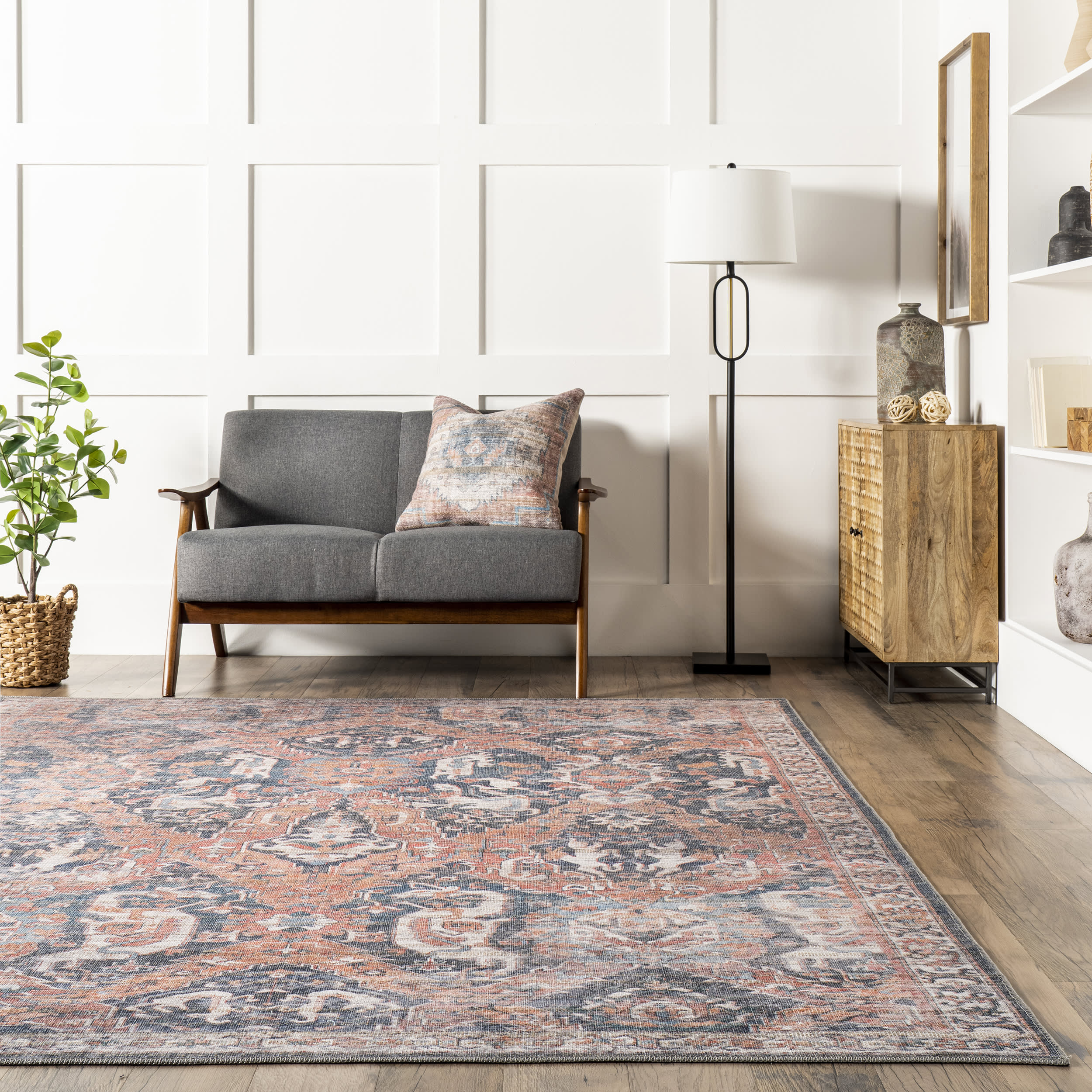Bonnie Washable Medallion Rug | Rust - Image 4