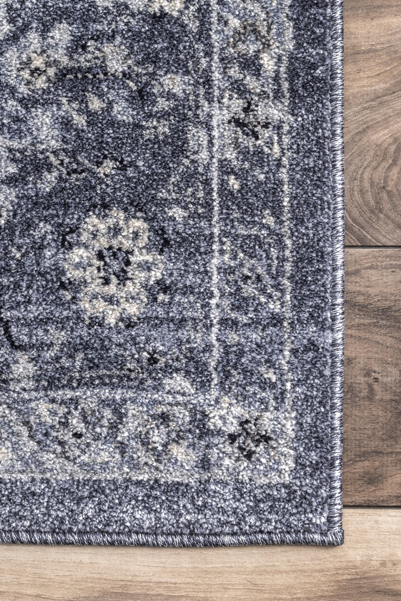 Bordered Floral Rug | Blue - Image 3