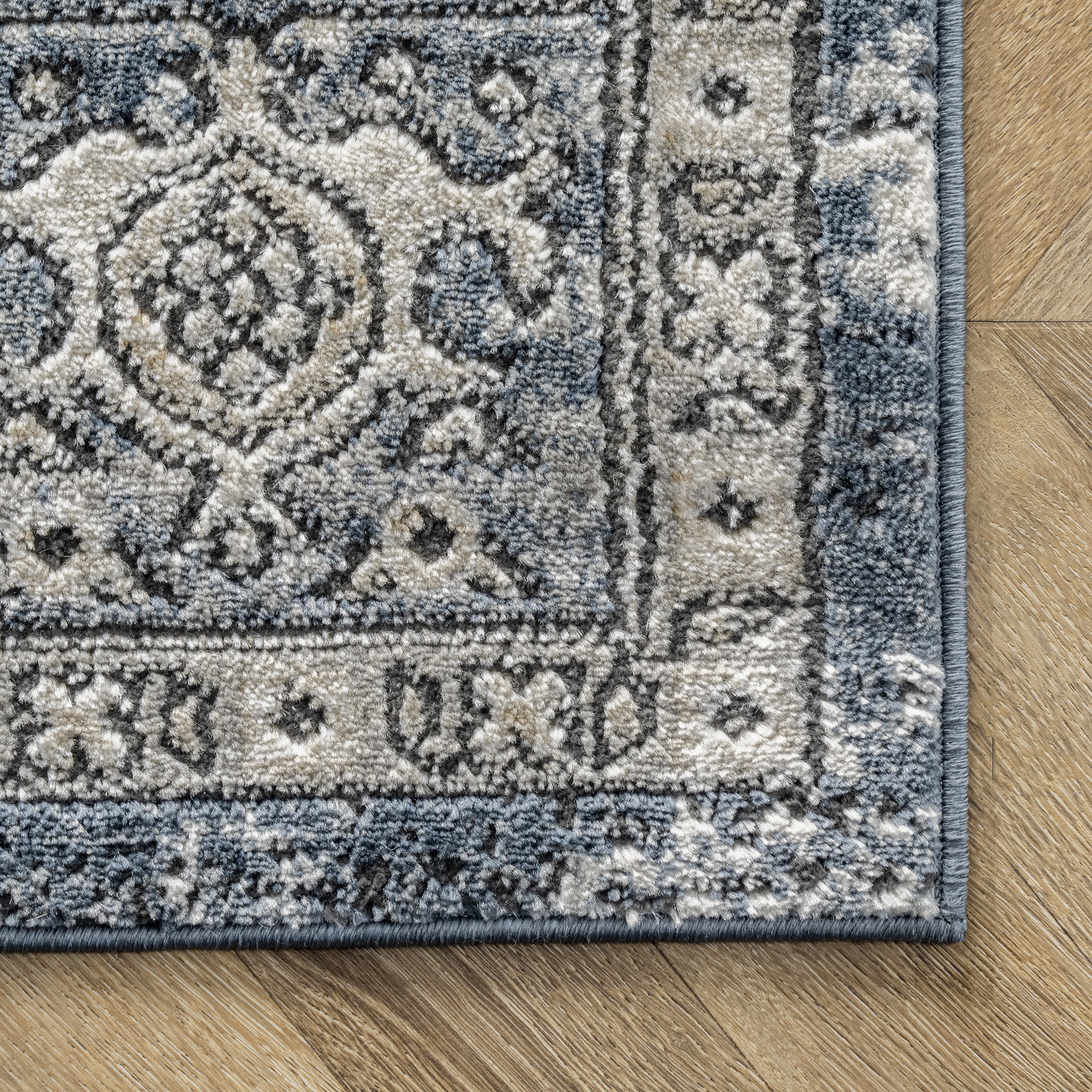 Bordered Medallion Rug | Blue - Image 3