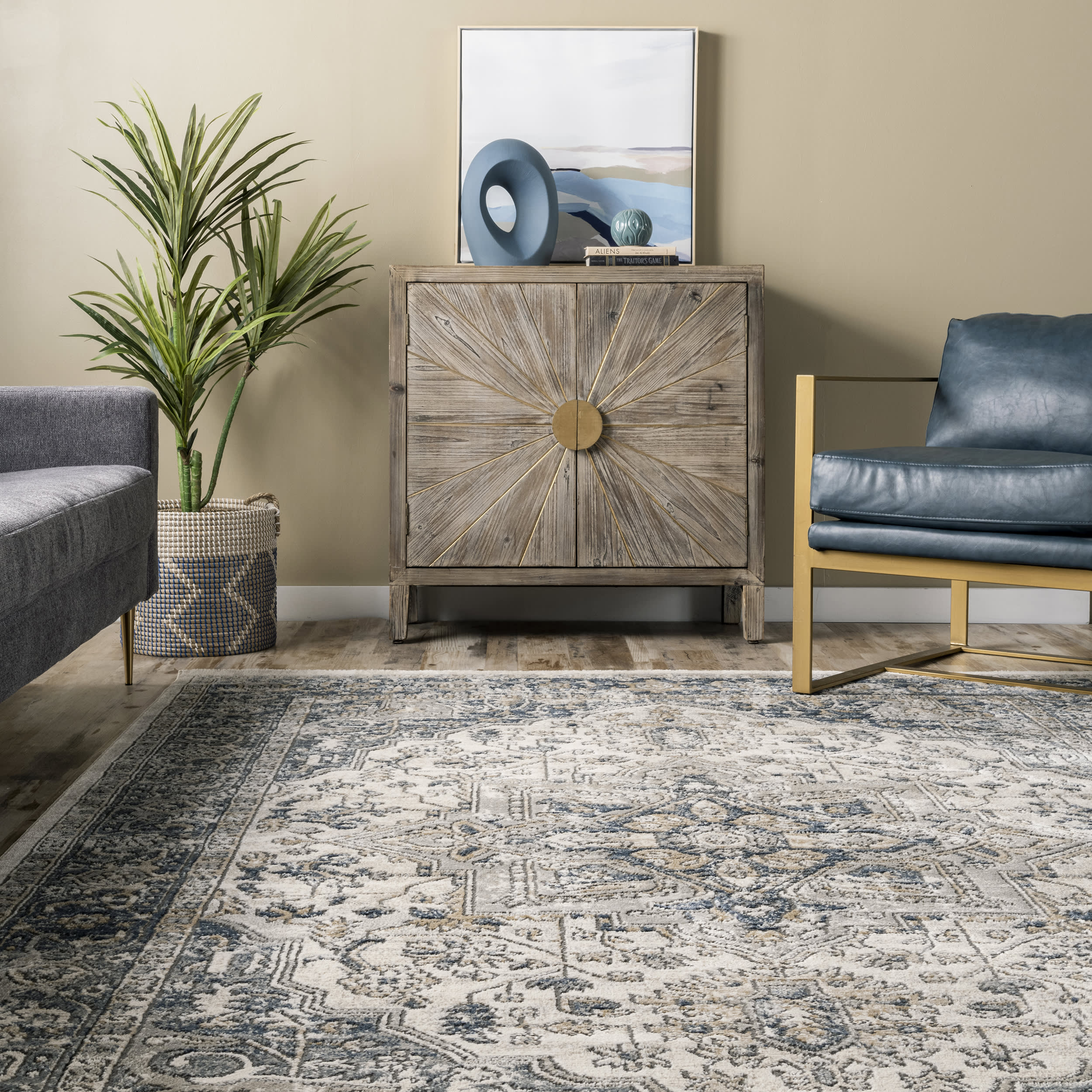 Bordered Medallion Rug | Grey - Image 4