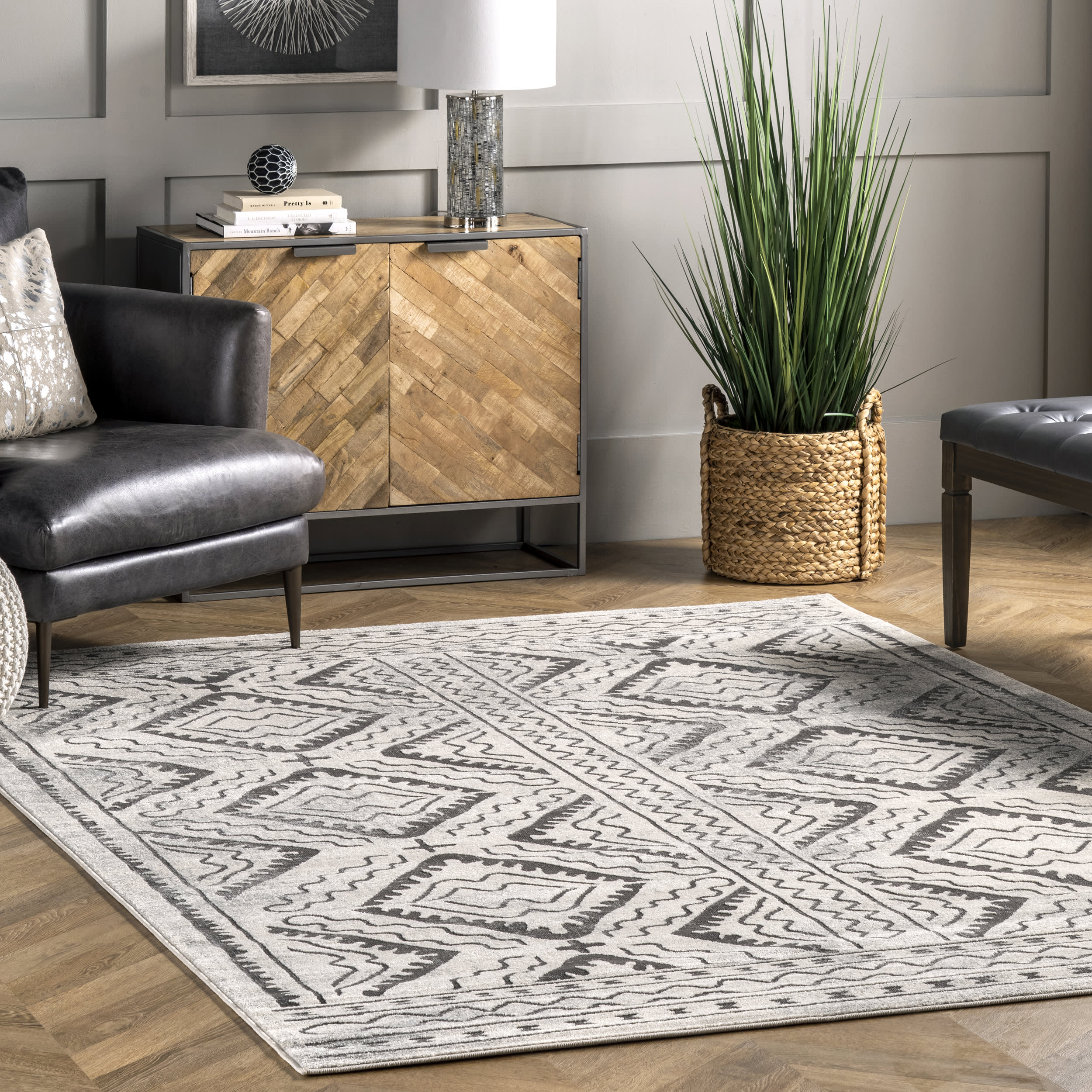Bordered Trellis Rug | Ivory - Image 2
