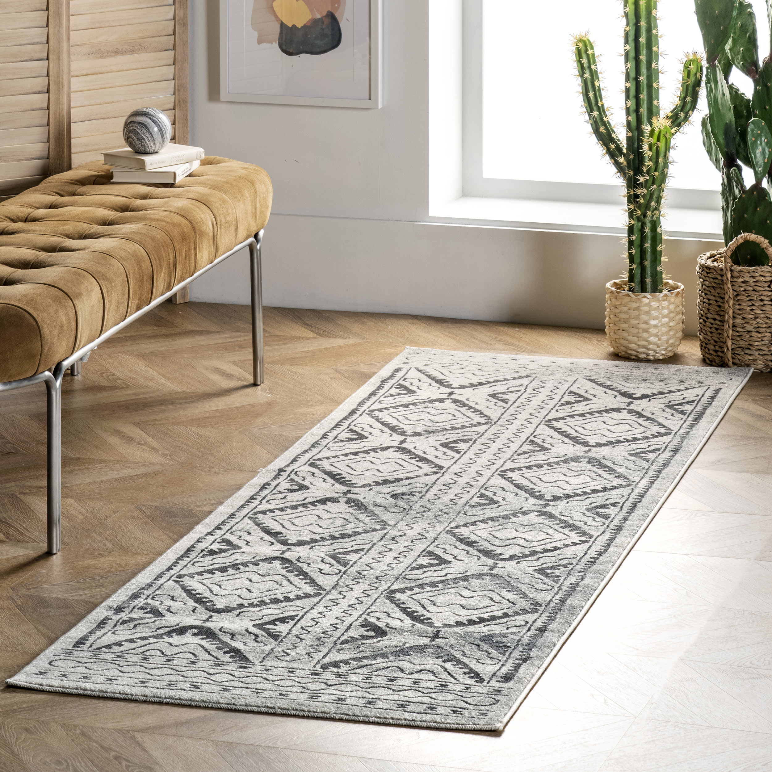 Bordered Trellis Rug | Ivory - Image 2