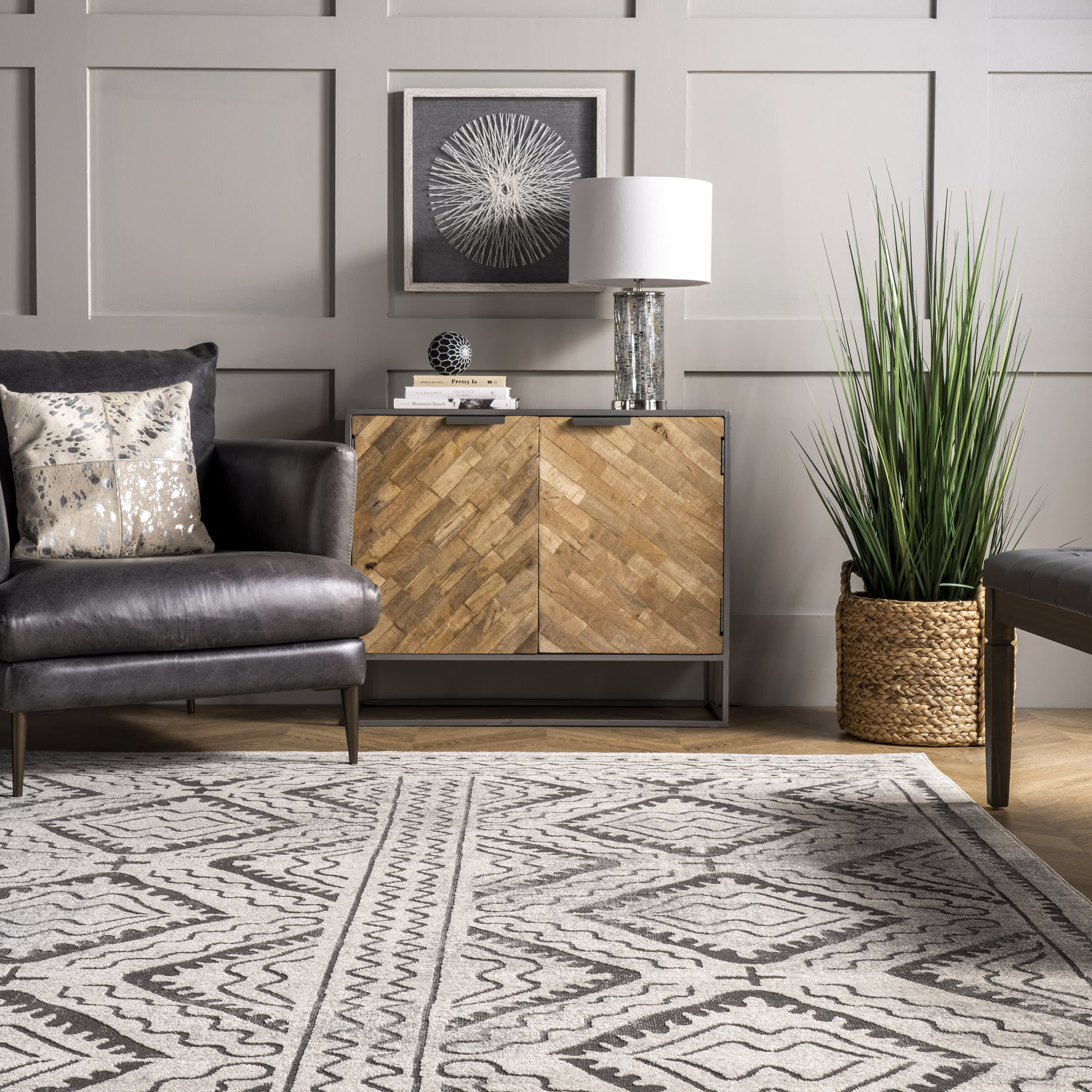 Bordered Trellis Rug | Ivory - Image 4