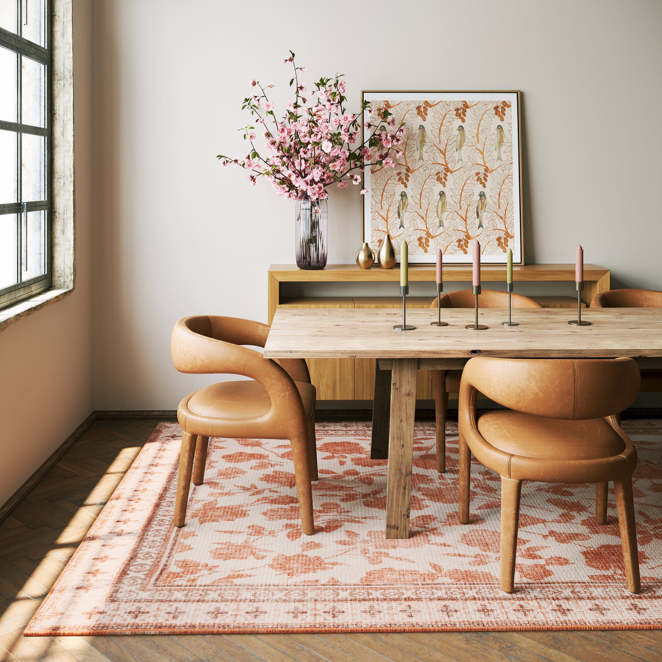 Botanica Hand Tufted Botanical Wool-Blend Rug | Orange - Image 2