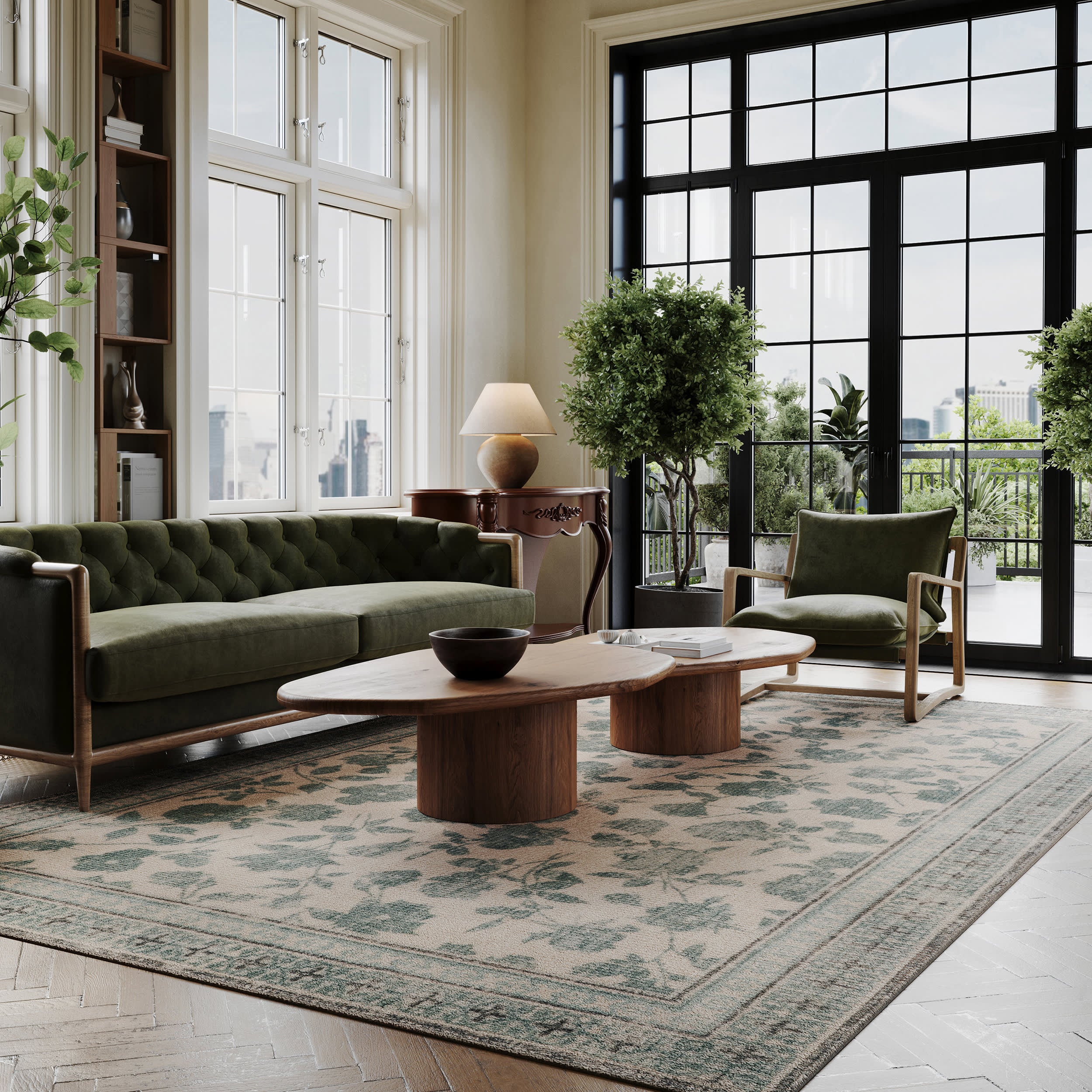 Botanica Hand Tufted Botanical Wool-Blend Rug | Teal - Image 2