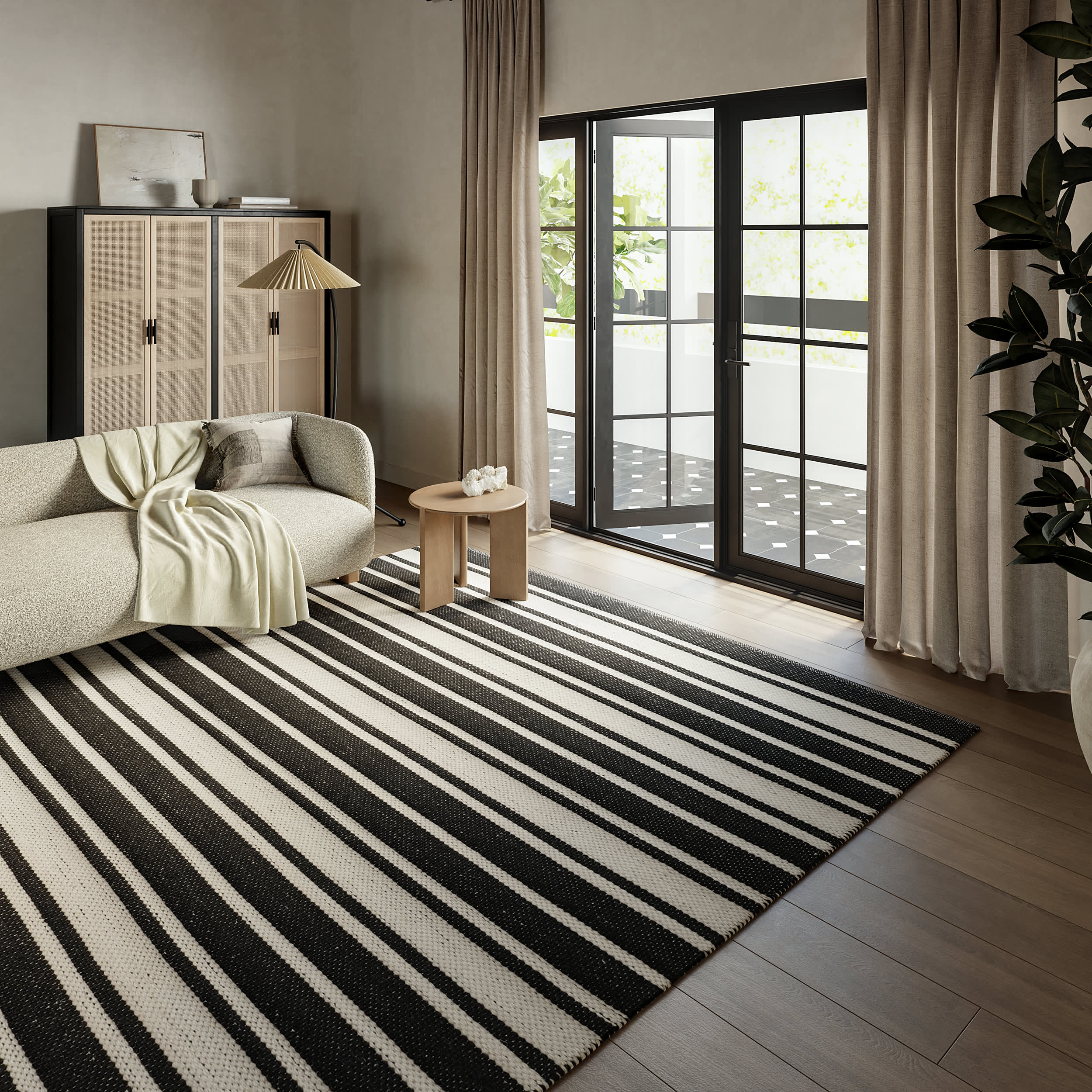 Bowery Striped Wool Rug | Charcoal - Image 2