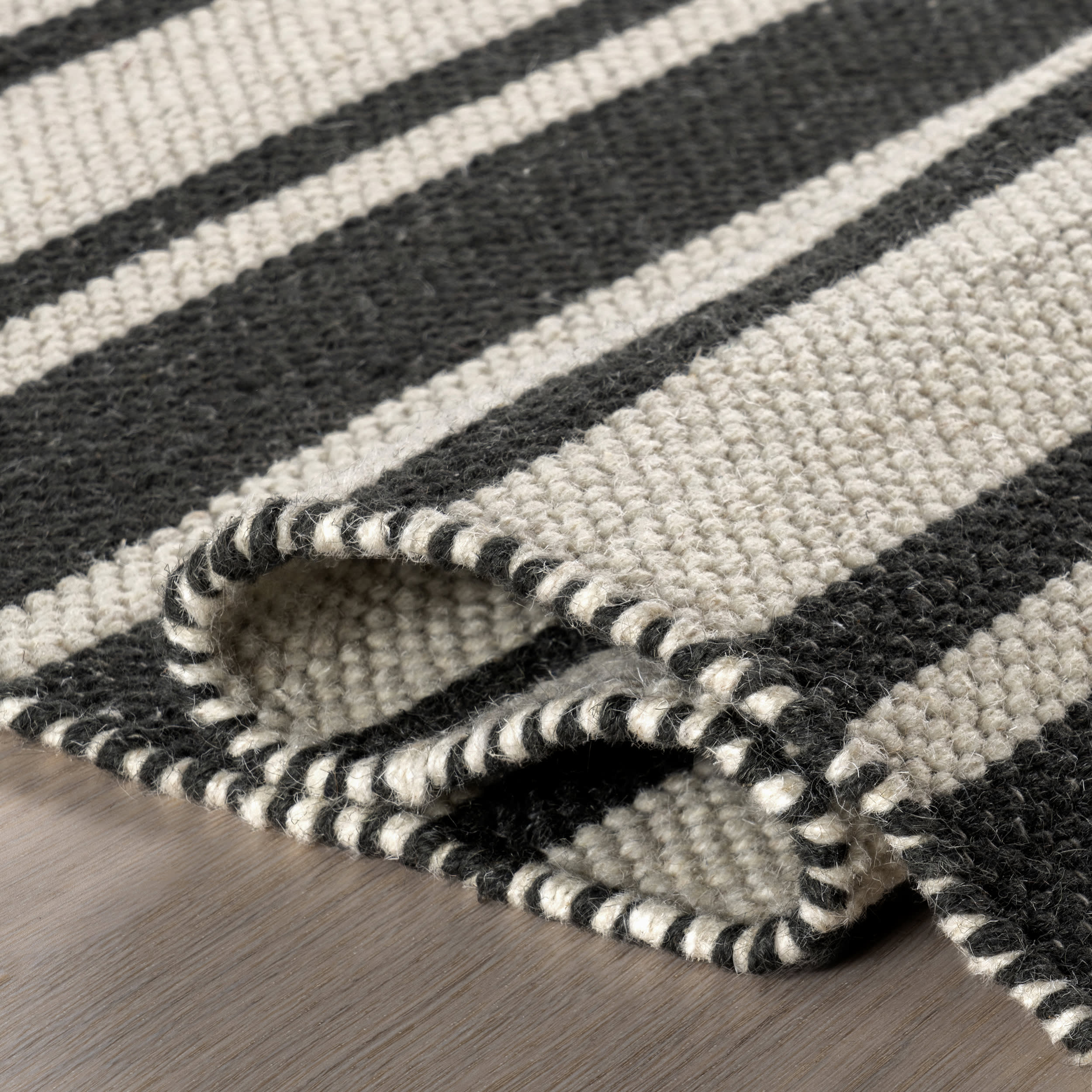 Bowery Striped Wool Rug | Charcoal - Image 8