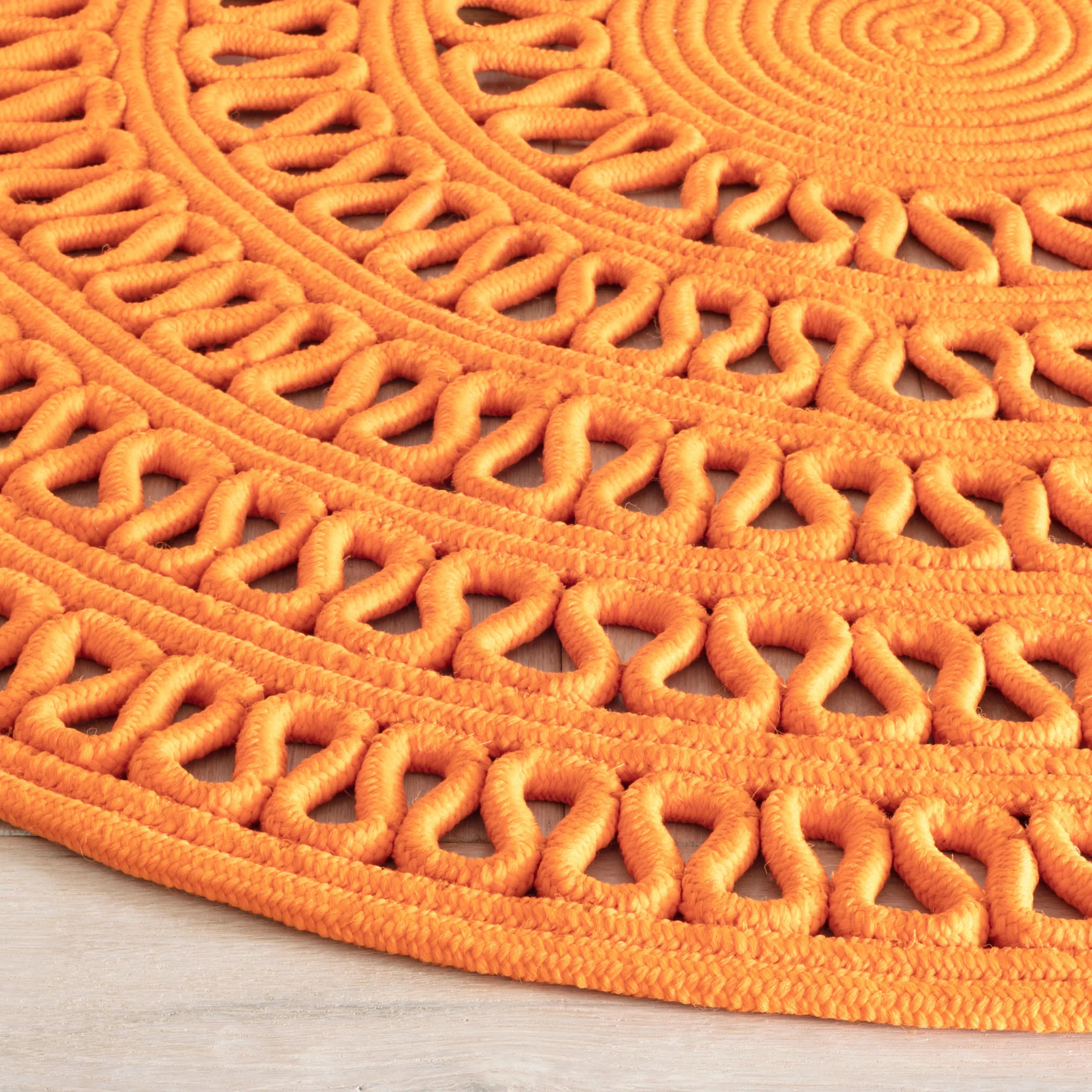 Bowline Handwoven Indoor/Outdoor Round Rug | Tangerine - Image 4