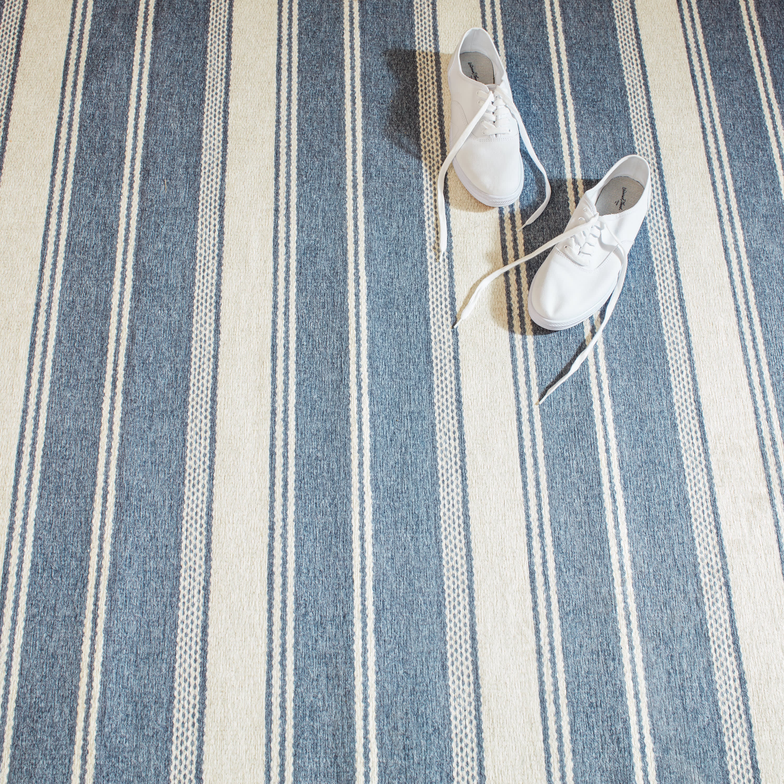 Bowman Stripe Machine Washable Rug | Blue - Image 2
