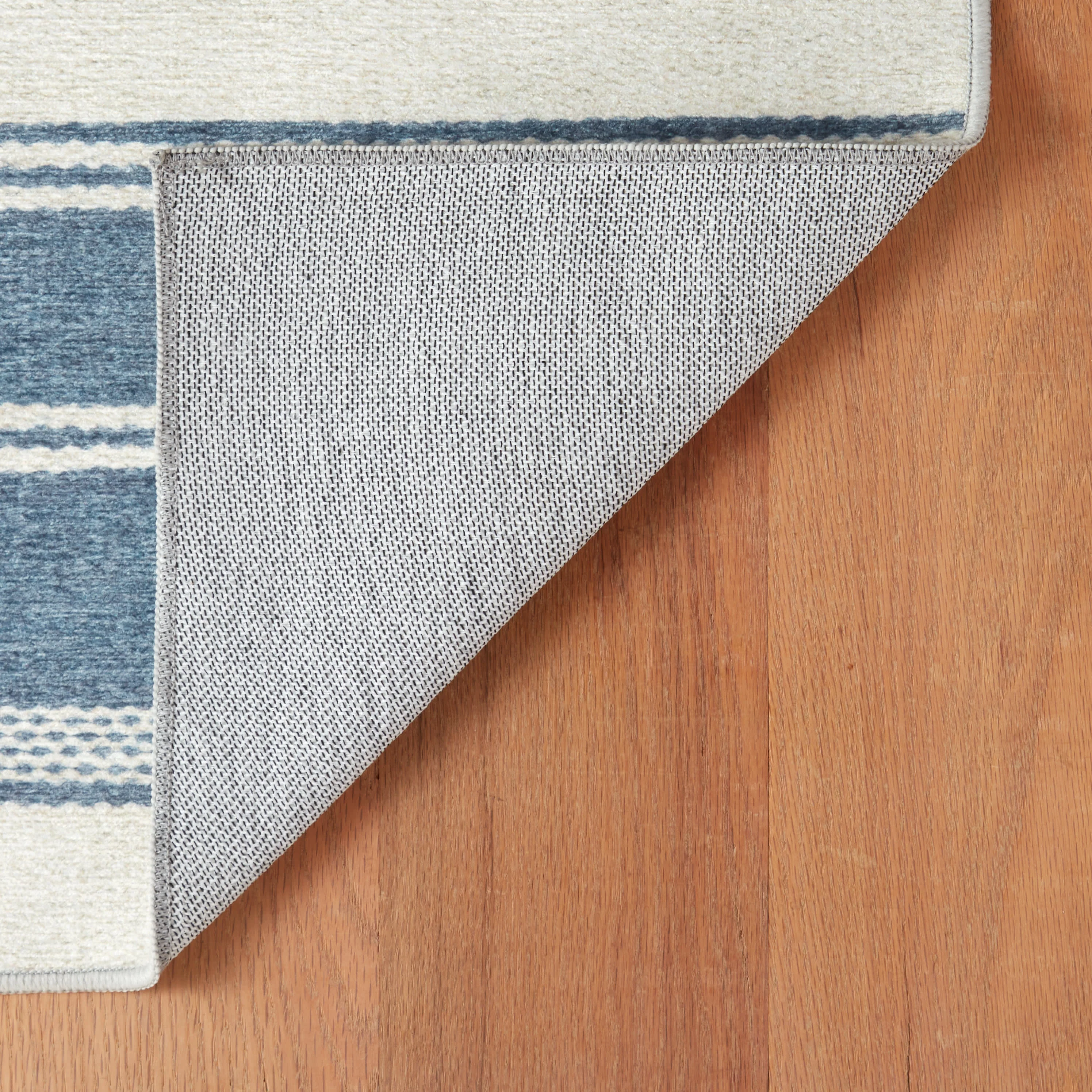 Bowman Stripe Machine Washable Rug | Blue - Image 5