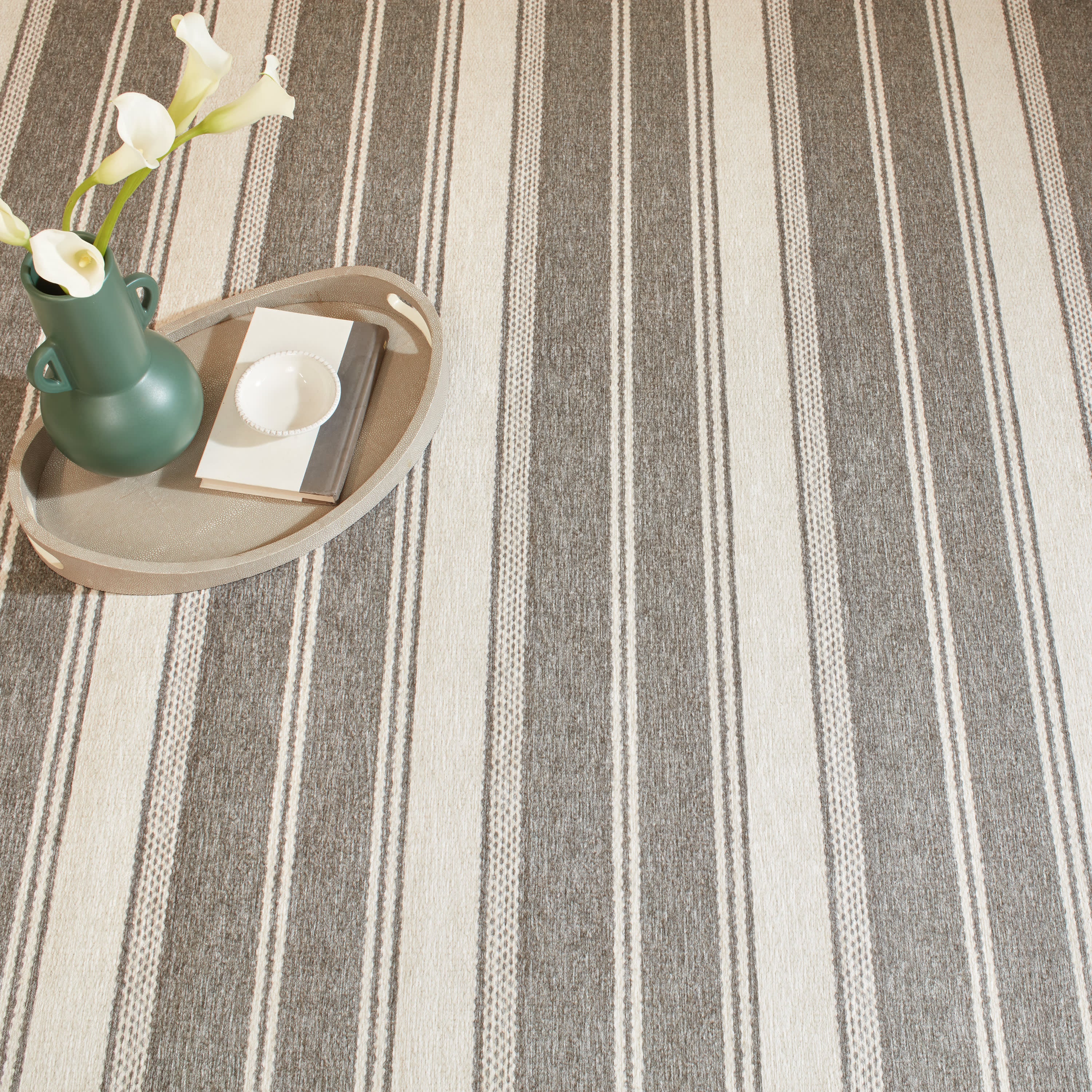 Bowman Stripe Machine Washable Rug | Grey - Image 2