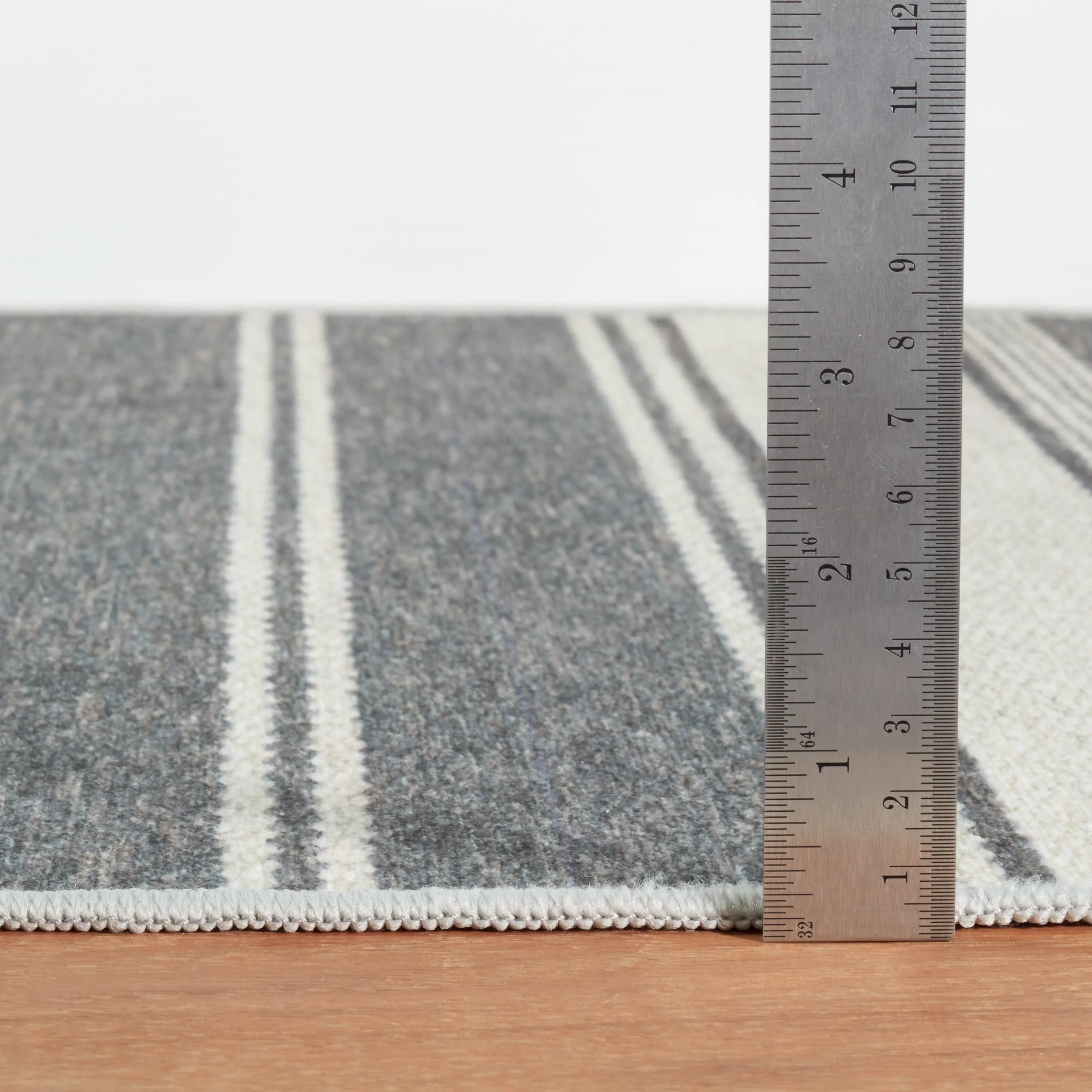 Bowman Stripe Machine Washable Rug | Grey - Image 3