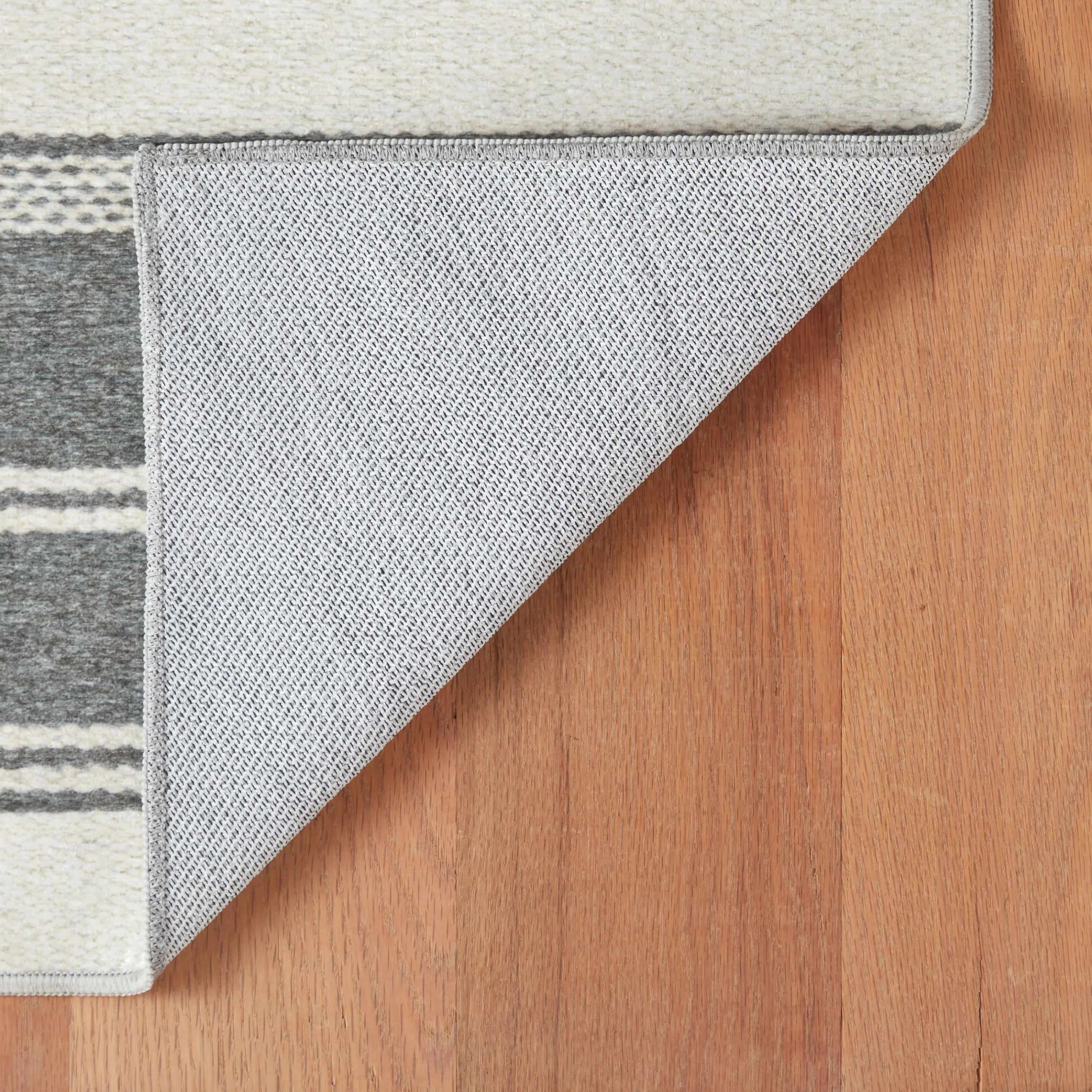 Bowman Stripe Machine Washable Rug | Grey - Image 5