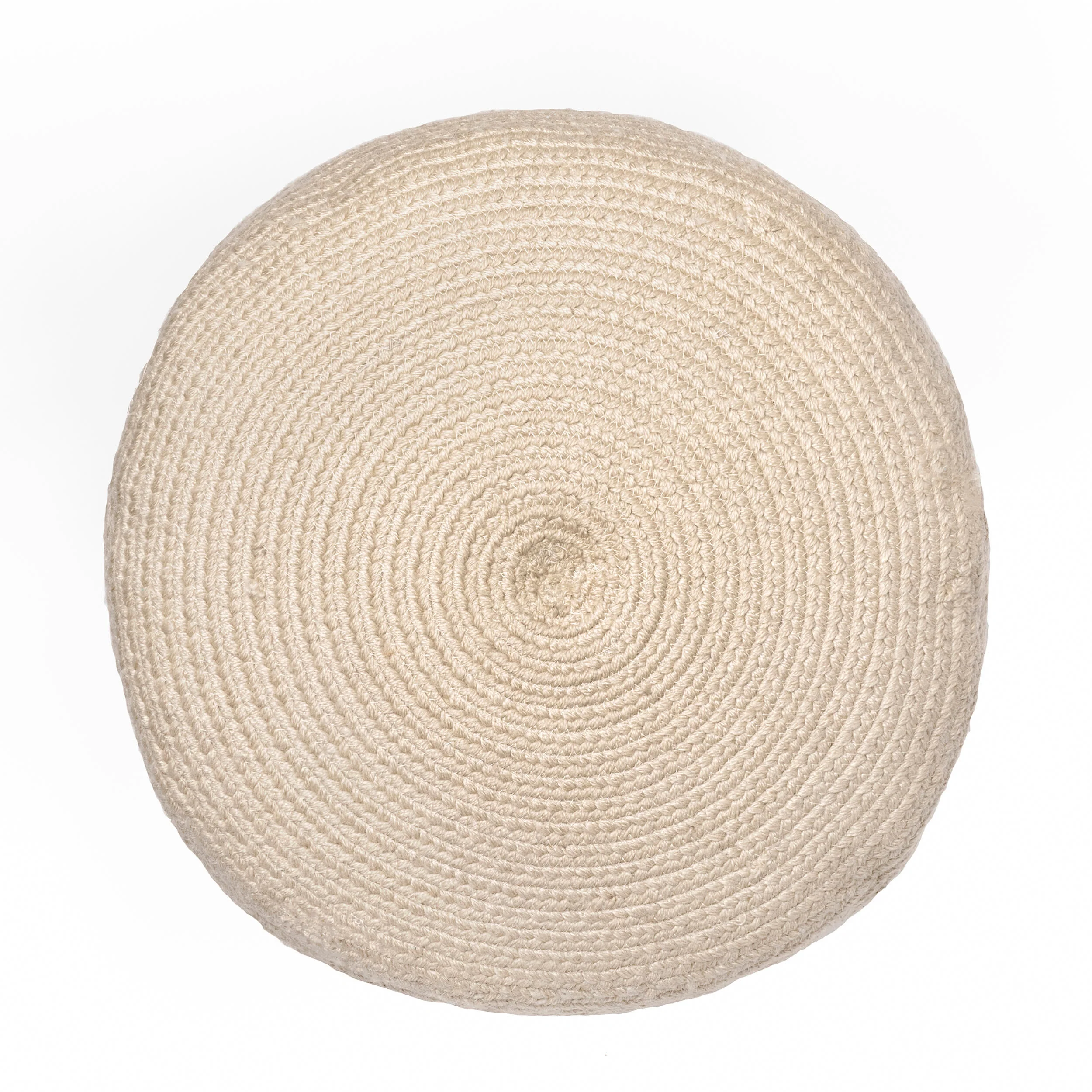 Braided Cable Indoor/Outdoor Pouf | Beige - Image 3