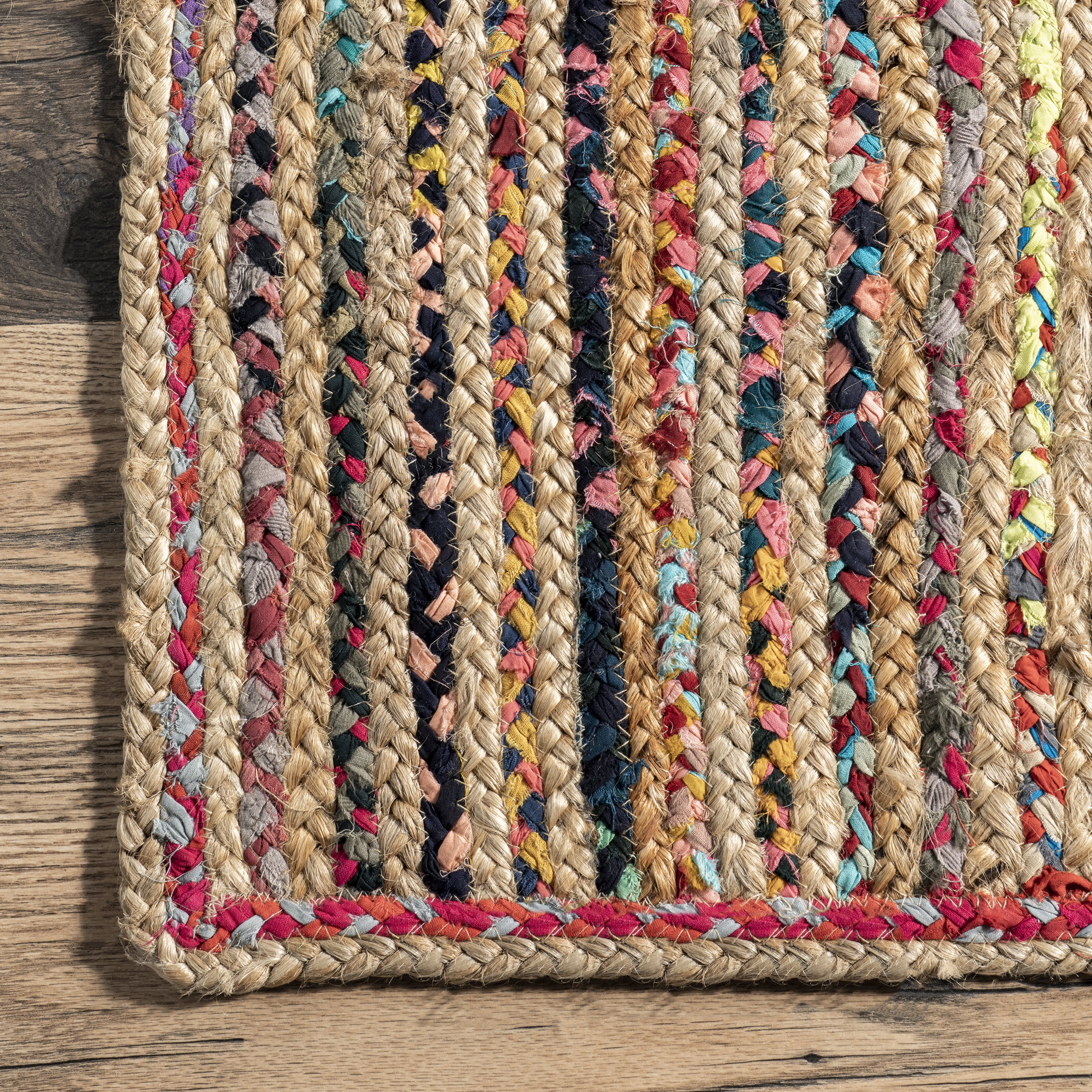 Braided Chindi Spectrum Jute Rug | Multicolor - Image 3