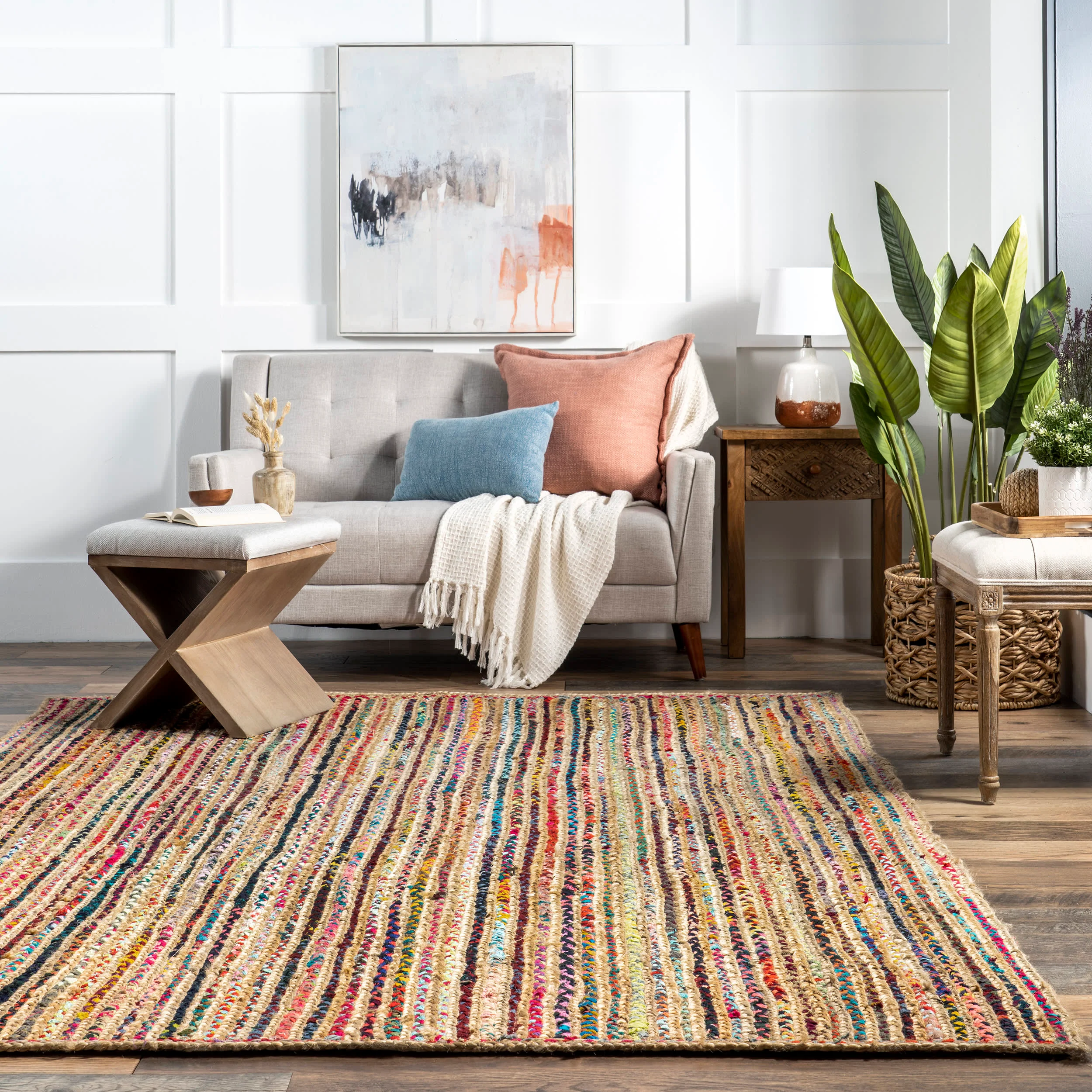 Braided Chindi Spectrum Jute Rug | Multicolor - Image 4
