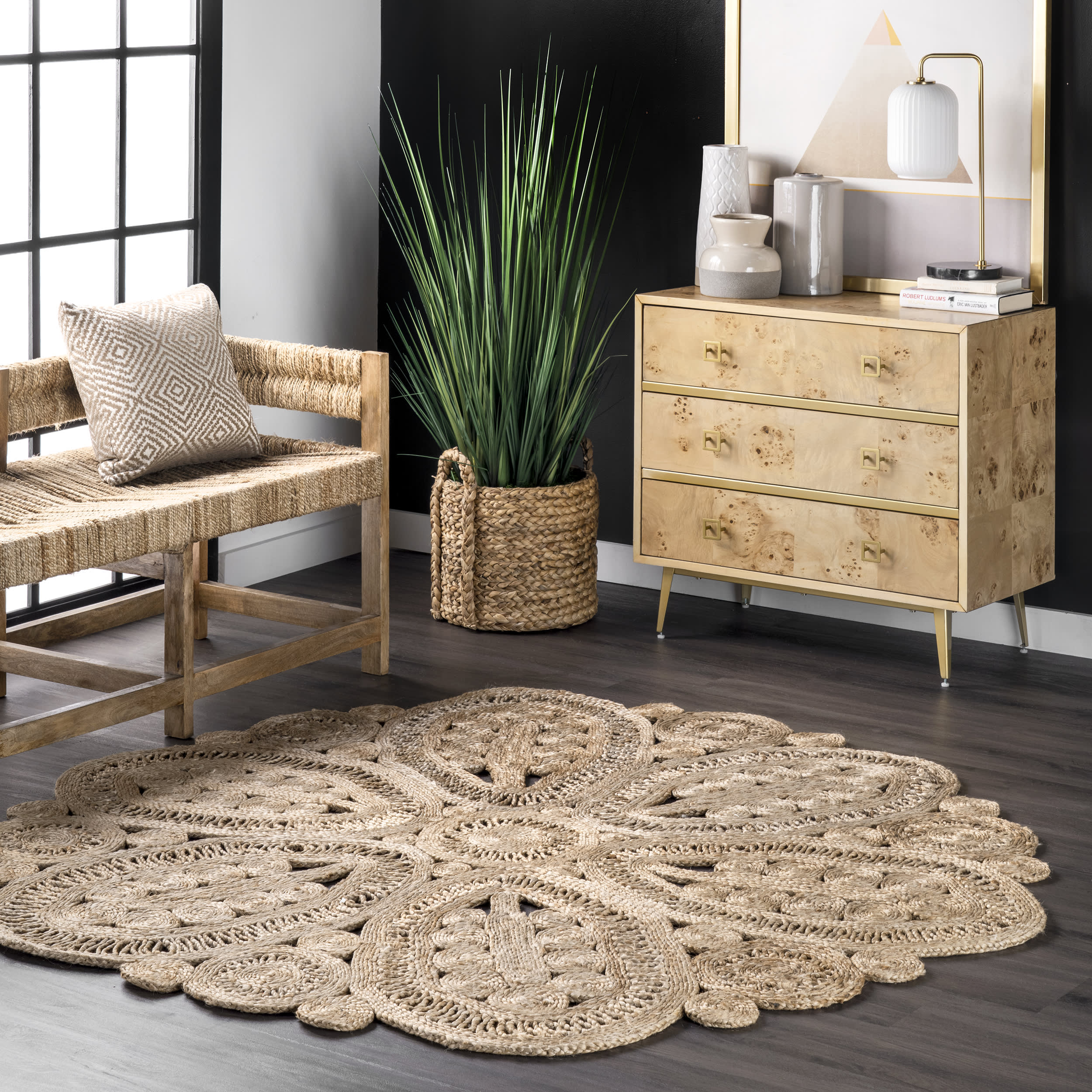 Braided Floral Blossom Rug | Natural - Image 2