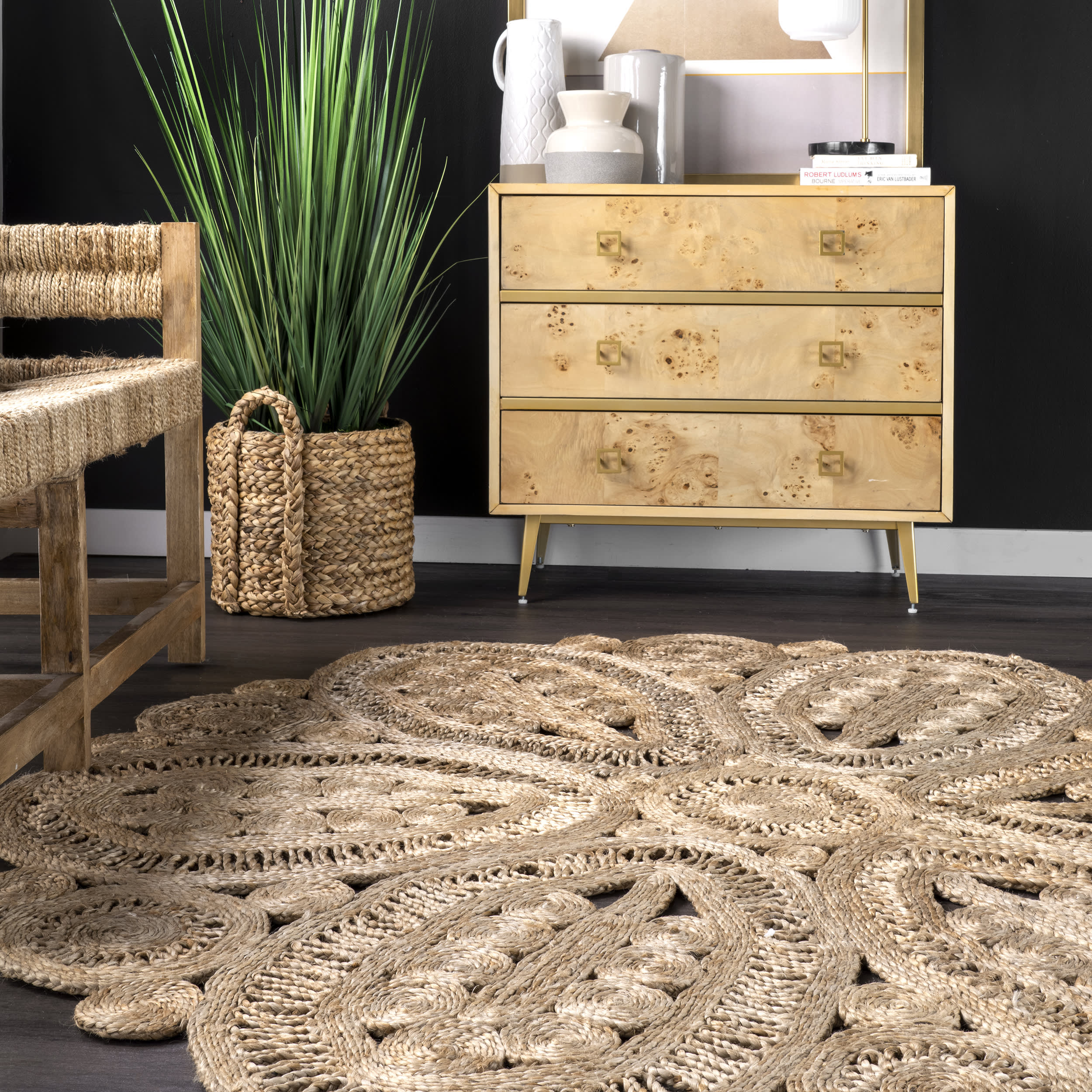 Braided Floral Blossom Rug | Natural - Image 4