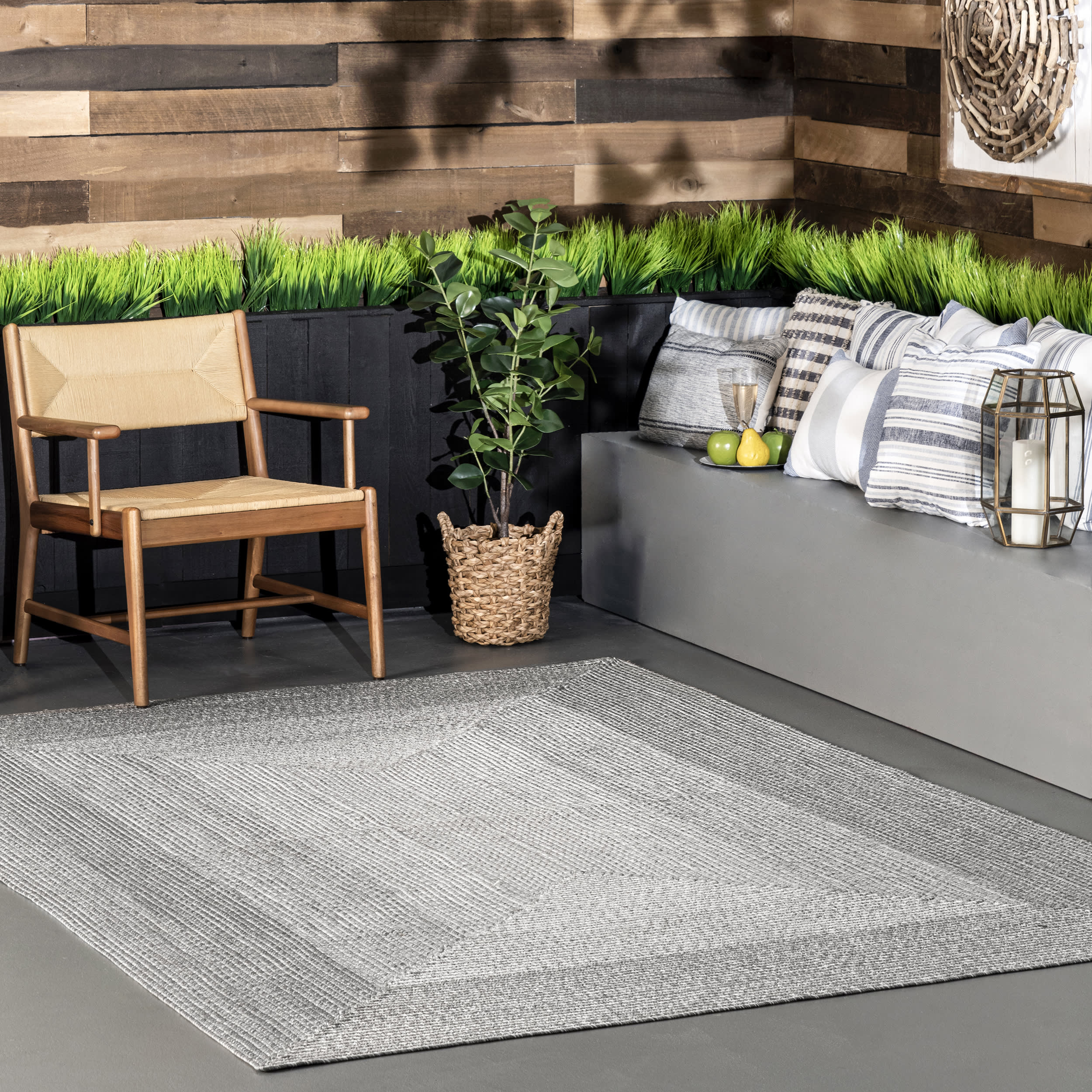 Braided Gradience Indoor/Outdoor Rug | Light Grey - Image 2
