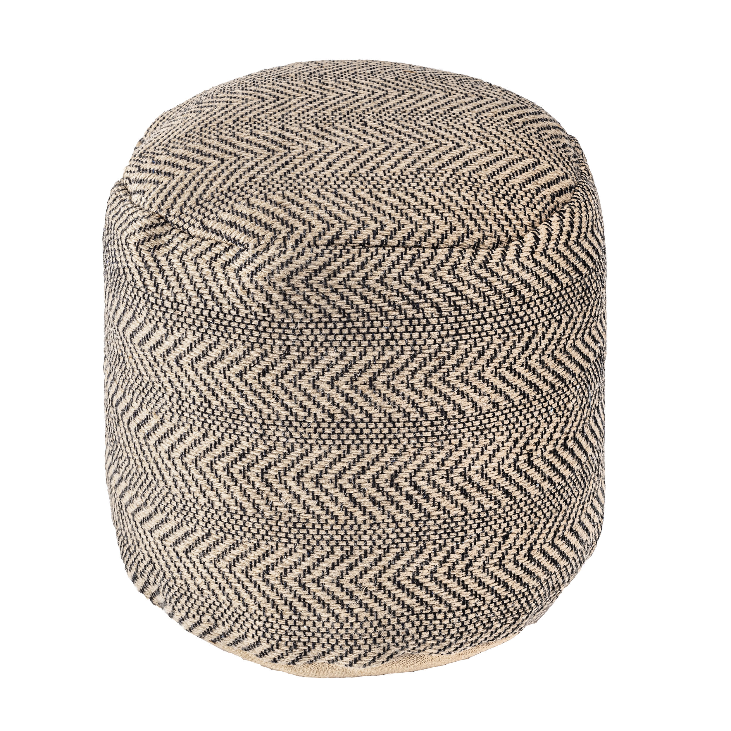 Braided Jute Chevron Stripes Pouf | Natural - Image 2
