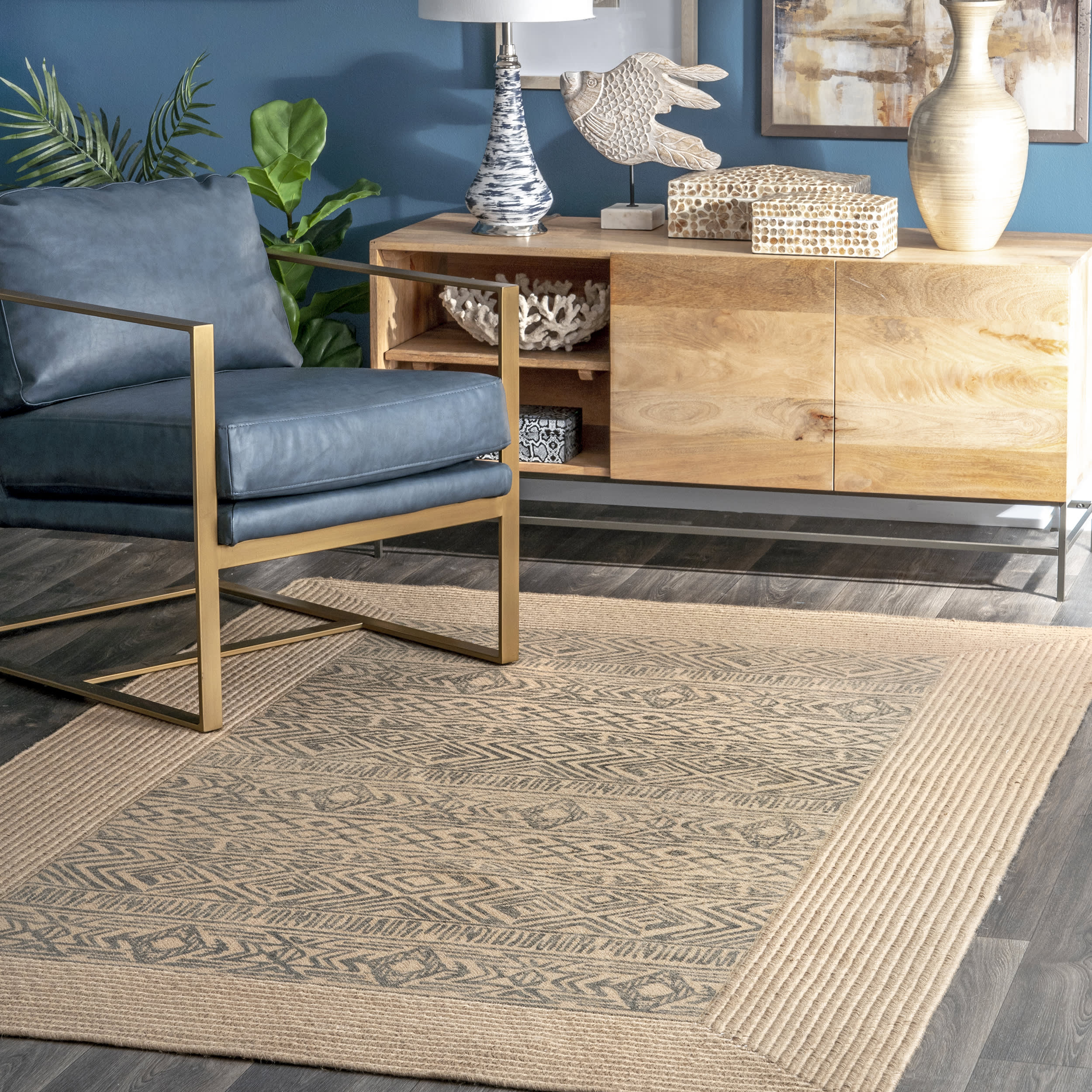 Braided Jute Tribal Rug | Natural - Image 2