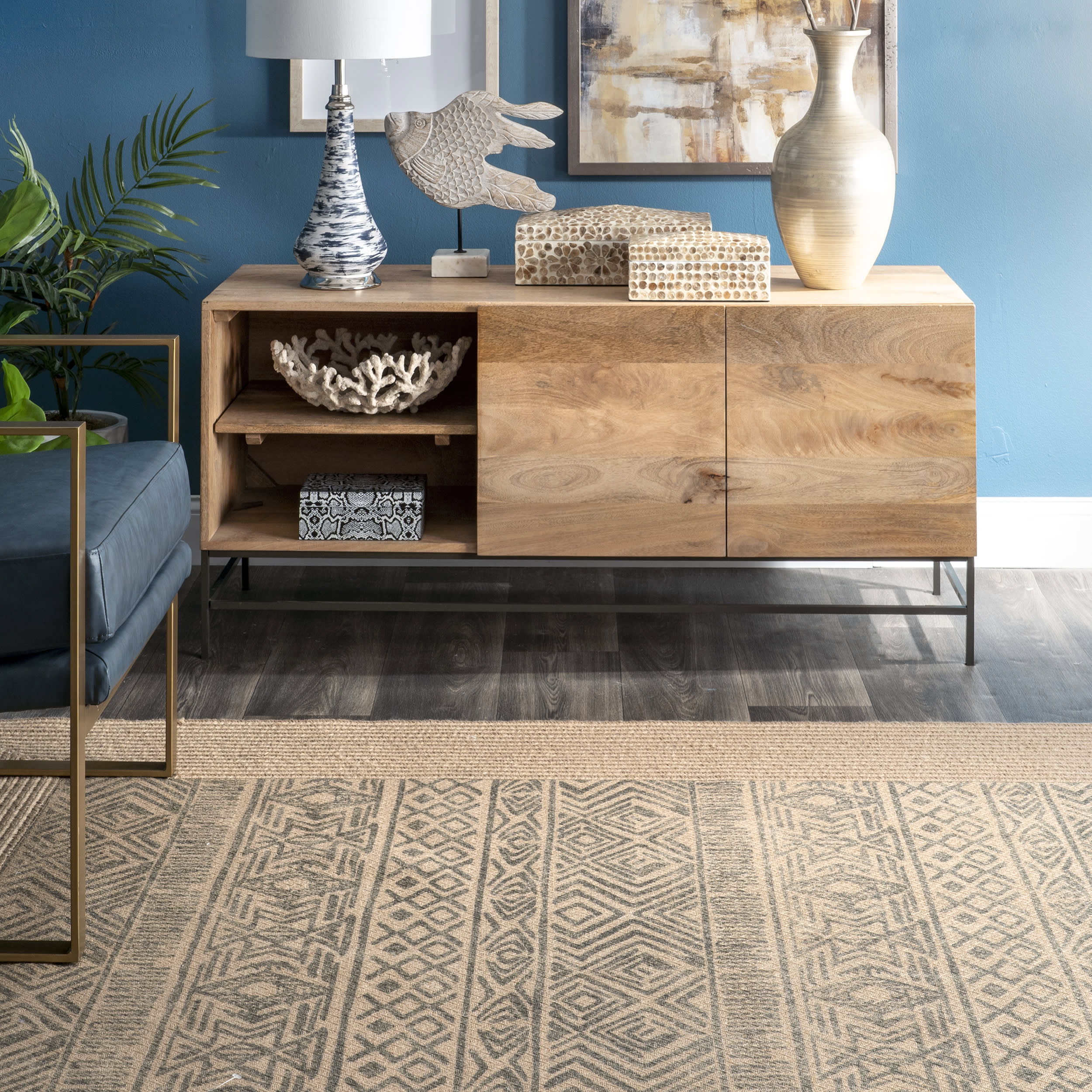 Braided Jute Tribal Rug | Natural - Image 4