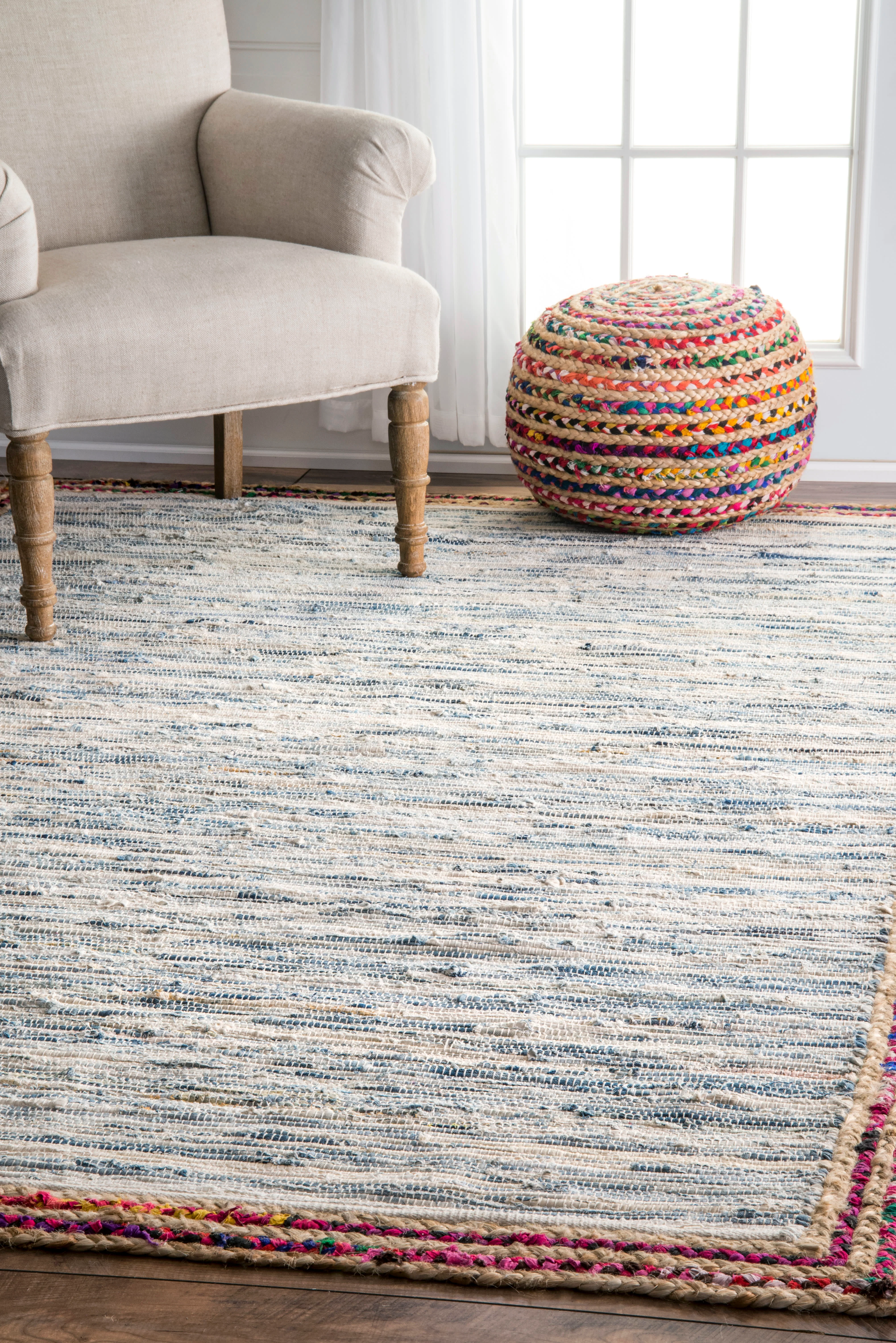 Braided Rag Rug | Light Blue - Image 2