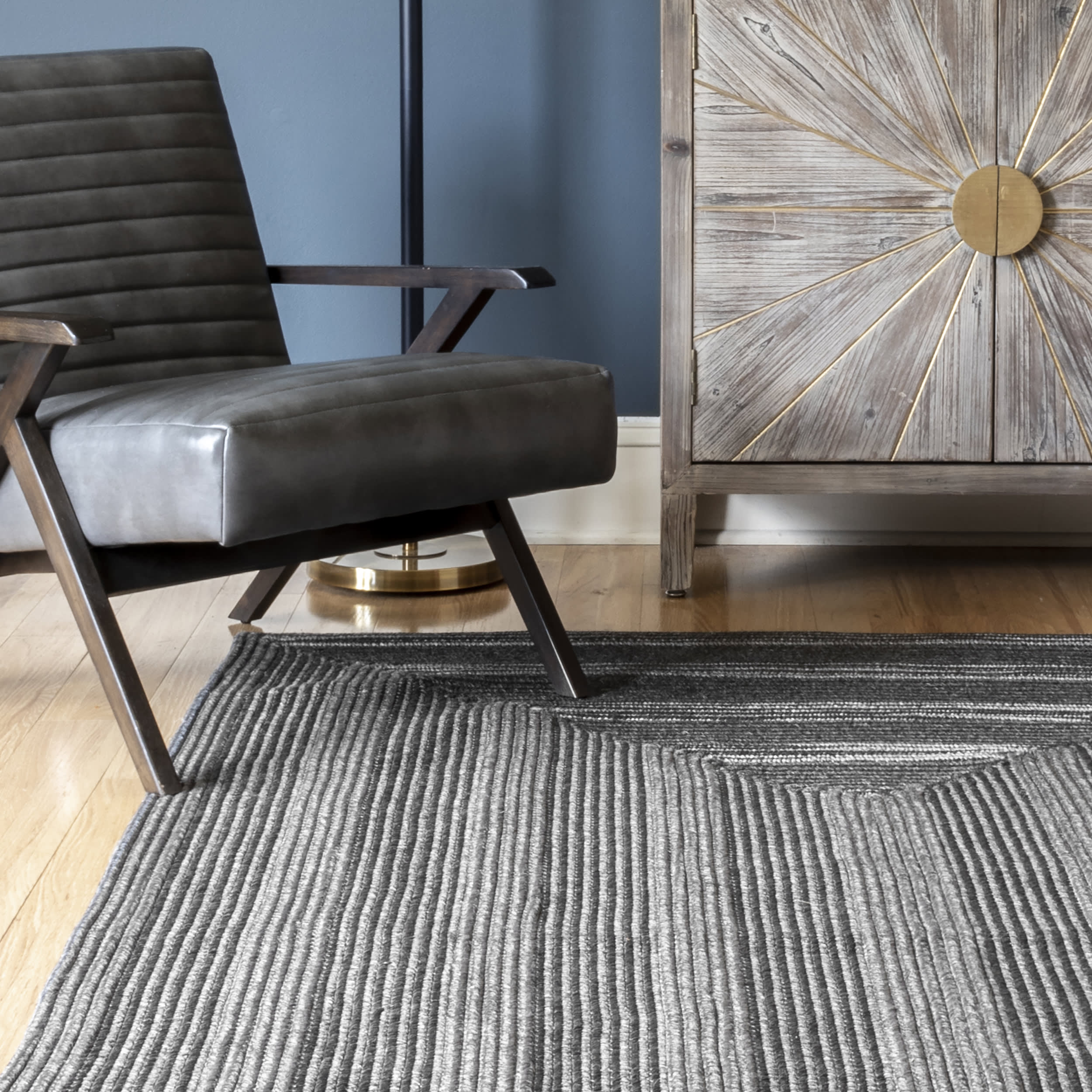 Braided Texture Indoor/Outdoor Rug | Charcoal - Image 4